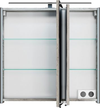 Saphir Badmöbel-Set Serie 7045 2-teilig Mineralmarmor-Waschtisch mit LED-Spiegelschrank, (Set, 2-St), Badezimmer-Set 73,2 cm breit, inkl. Türdämpfer, 2 Türen, 2 Schubladen