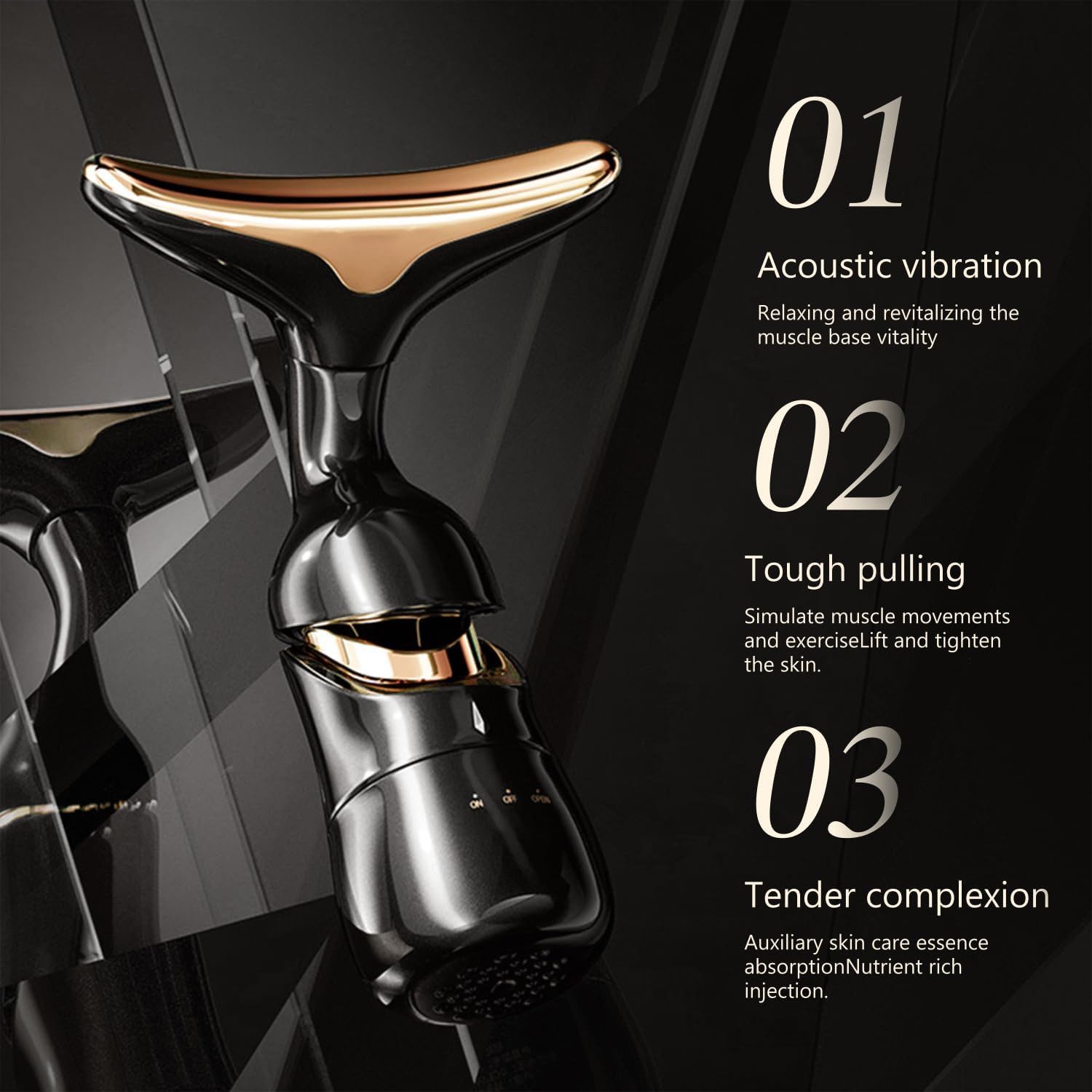 LIANNA Gesichtsmassagegerät Straffendes Falten-Schönheitsgerät für Gesicht/Hals/Augen, Set 1-tlg., Multifunktional verstellbar, ein Gerät für viele Anwendungen, 3-in-1 Vibrationsmassagegerät für Gesicht, glatte & straffe Hautpflege