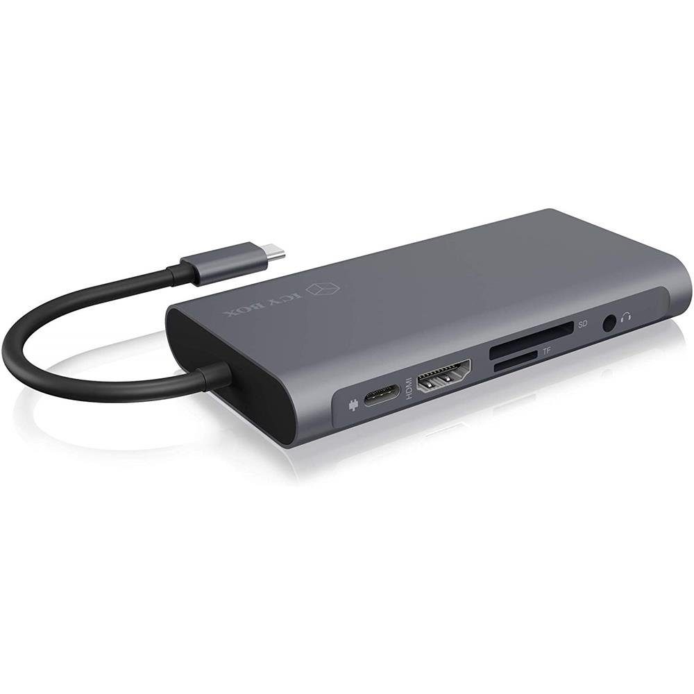 ICY BOX Laptop-Dockingstation IB-DK4040-CPD USB-C, HDMI, VGA, Video, Audio, Power Delivery, USB 3.0, SD 2.0, microSD 2.0