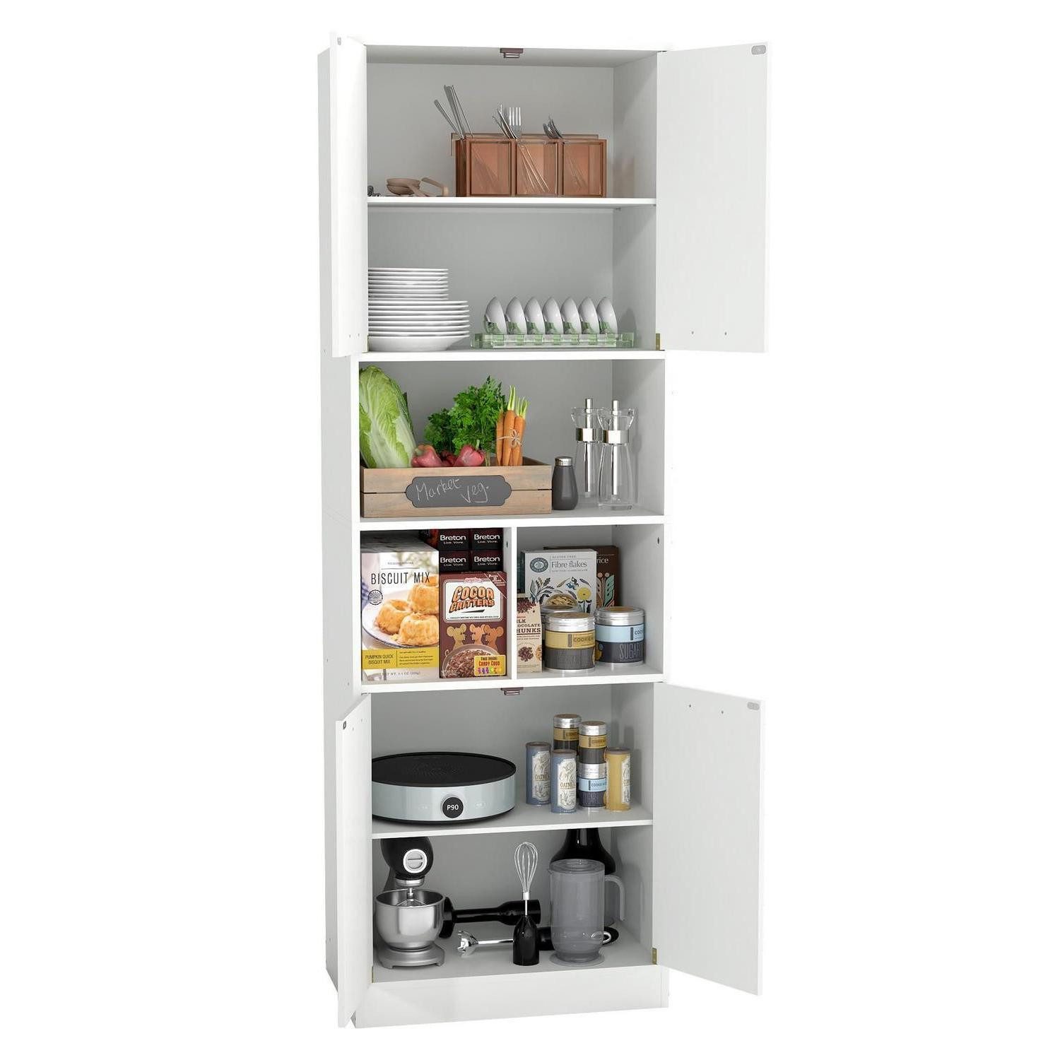 LuxusKollektion Mehrzweckschrank Mehrzweckschrank Küchenschrank Apothekerschrank 60 cm 1 Stück Weiß