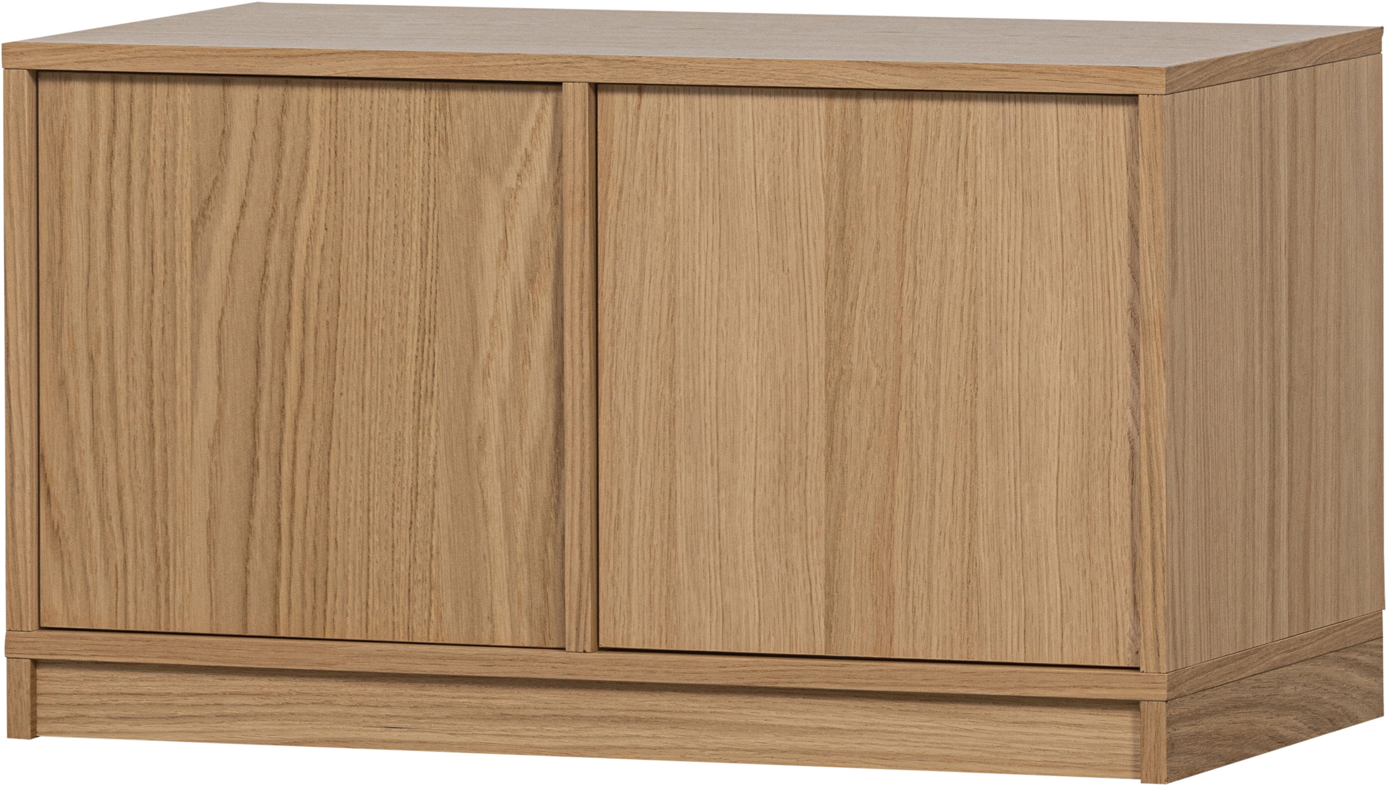 WOOOD Sideboard Modulair mit Druckmechanismus und Eichenfurnier B 77 x T 40 x H 44 cm, Tragkraft 15 kg pro Einlegeboden, einfach zu montieren