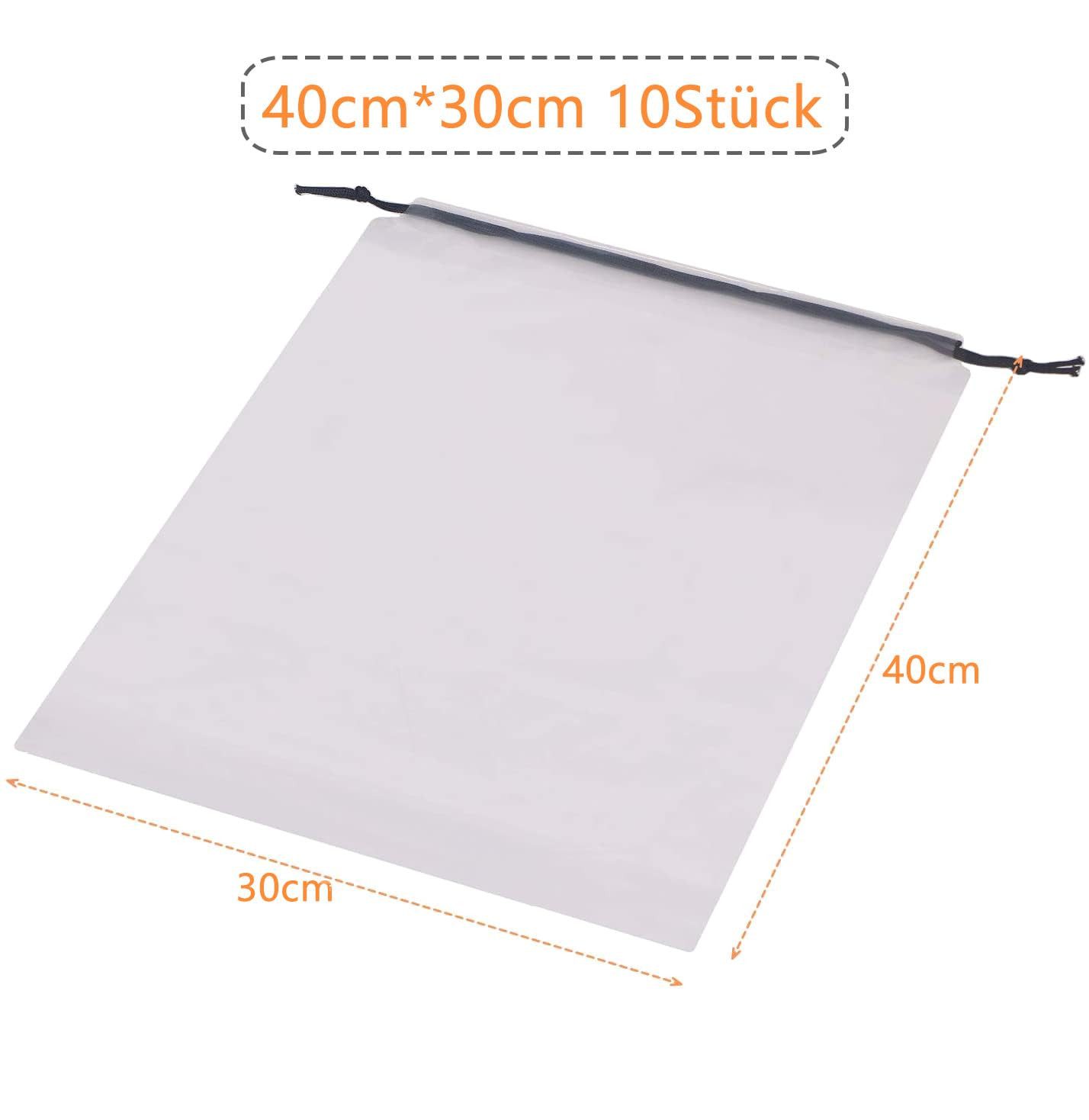 FOUORTUNATE-BEE Kofferorganizer 10er Set Zugbeutel Aufbewahrungstaschen für Reise & Koffer, Transparente Beutel mit Kordel für Schuhe, Kleidung & Gepäck