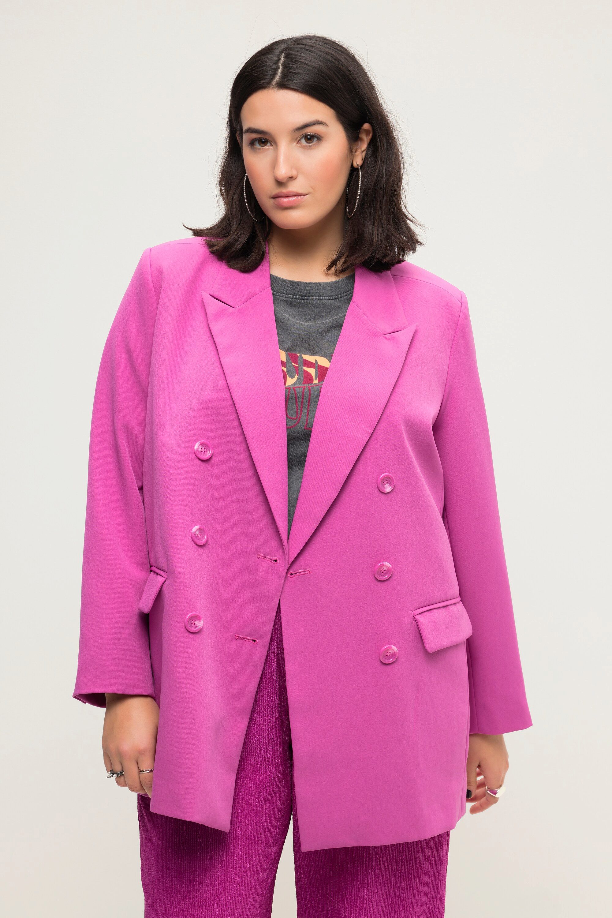 Studio Untold Blusenblazer Blazer Straight Fit doppelreihig Revers Langarm