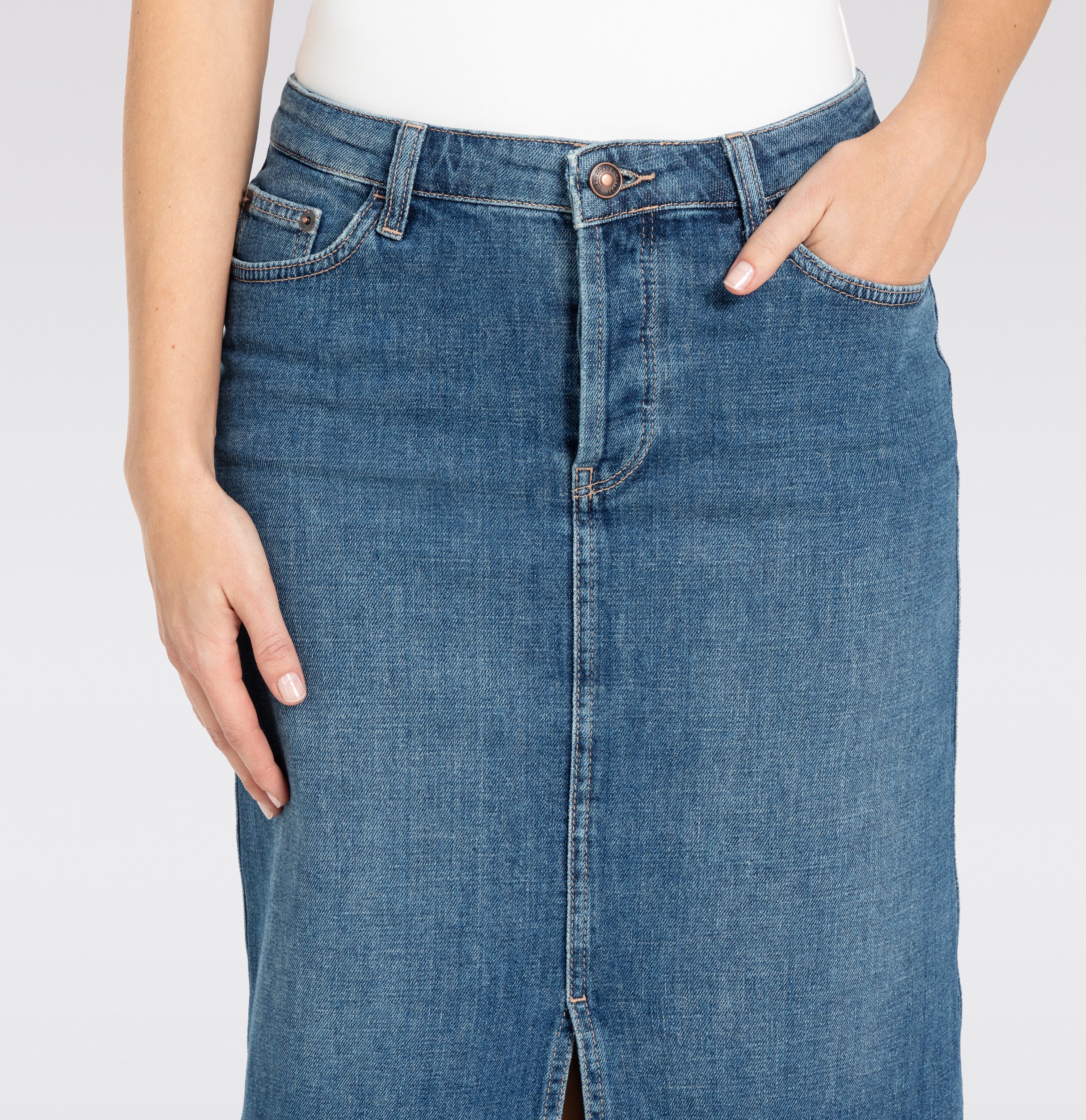 MAC Midirock MIDI SKIRT fringe im Five-Pocket Style