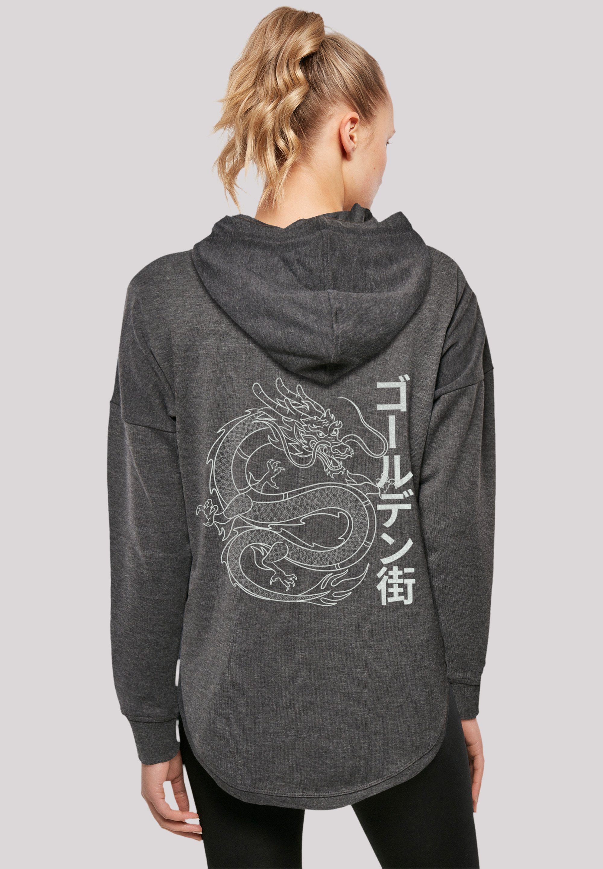 F4NT4STIC Kapuzenpullover Drache Golden Gai charcoal Print