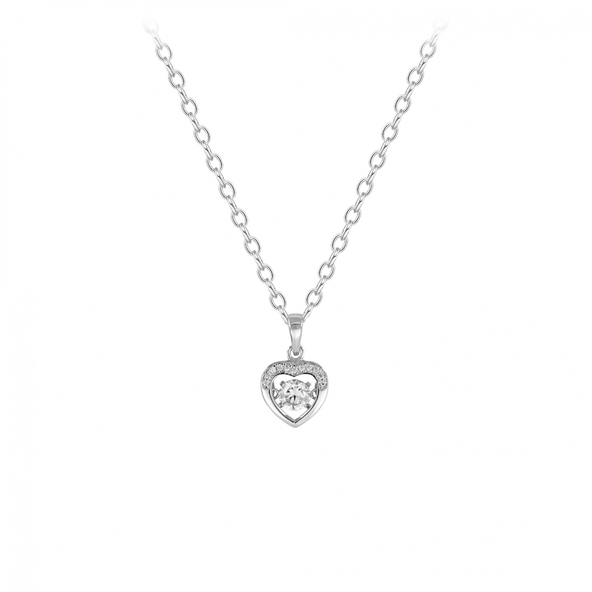 ALEXANDER YORK Kette mit Anhänger Zirkonia und HERZ rhodiniert, 2-tlg., 925 Sterling Silber