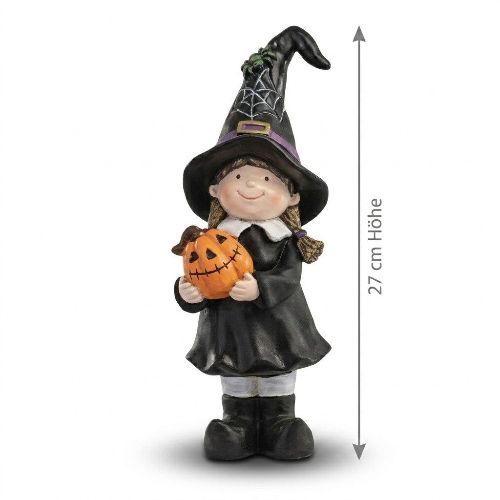 Home-trends24.de Dekofigur Hexe Halloween Herbst Figur Kürbis gruselig Deko 27 cm (1 St)