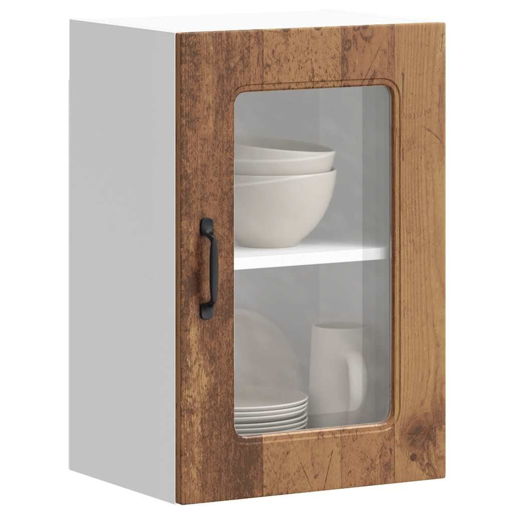 vidaXL Hängeschrank Vitrine-Hängeschrank Küchen-Hängeschrank mit Glastür Altholz-Optik Spa