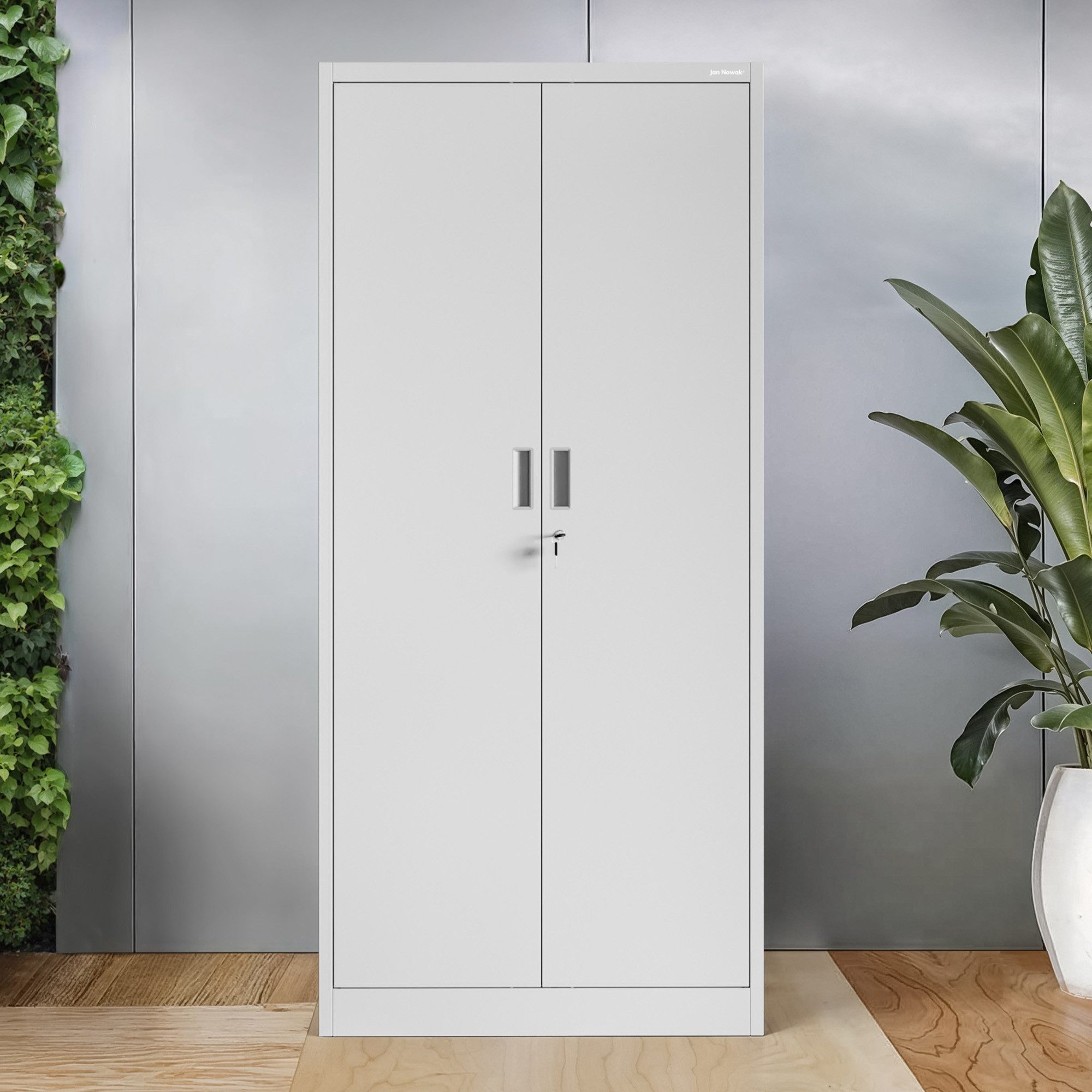 Jan Nowak Aktenschrank Metall Büroschrank abschließbar 80 cm JAN Compact 4 Böden Stahl (Stahl 0,6 mm Wandmontage möglich PZH-zertifiziert kompakt) Ordnerschrank – Bild 2 von 5
