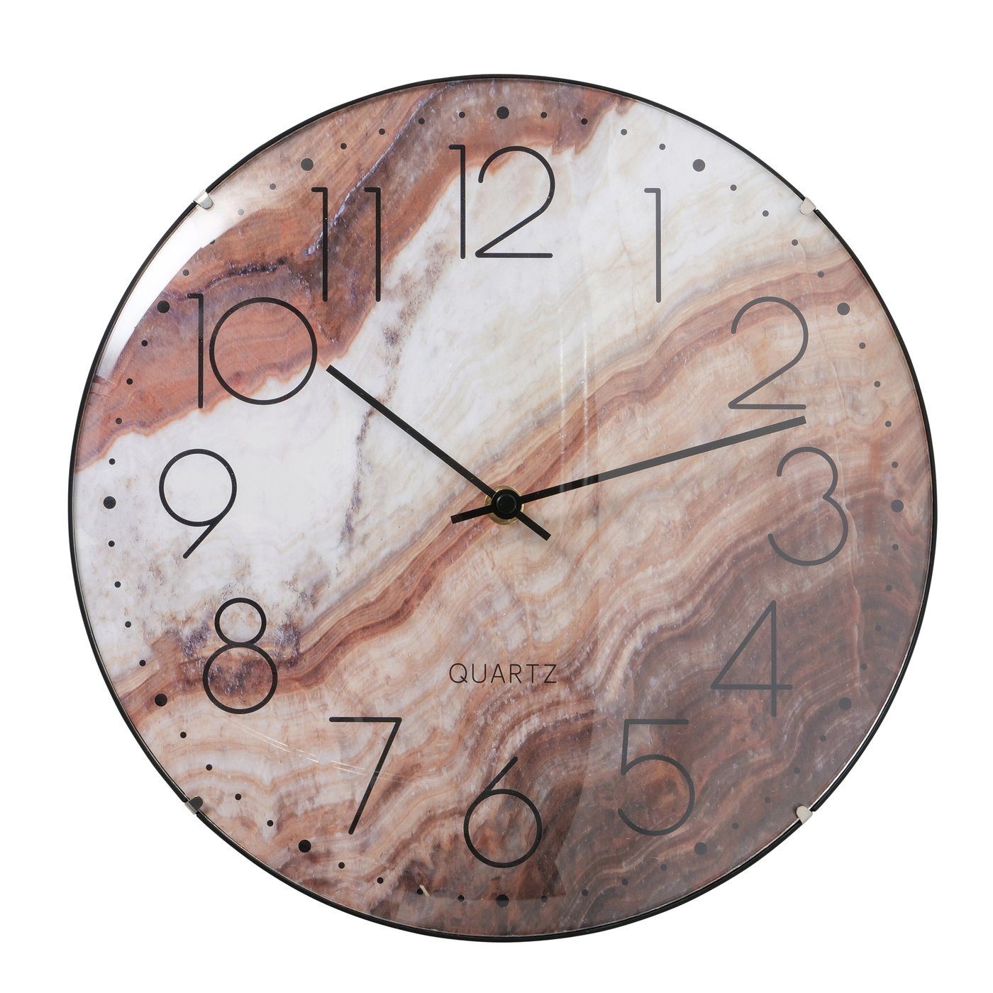 B30cm, Uhr Glas/Kunststoff Wanduhr in aus braun/weiß "Modina" BOLTZE