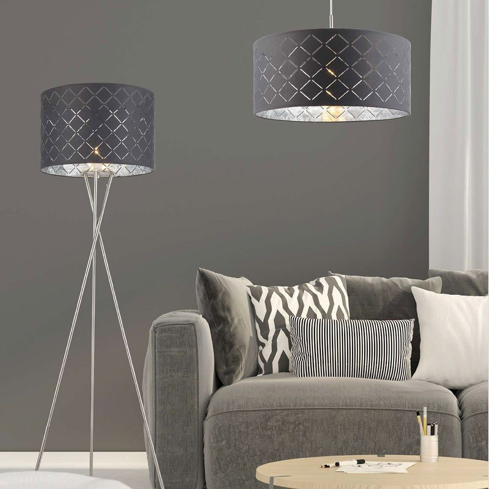 etc-shop LED Stehlampe, Leuchtmittel inklusive, Warmweiß, Fluter Dekor Lese Leuchte Stoff Lampe Steh Schalter Decken