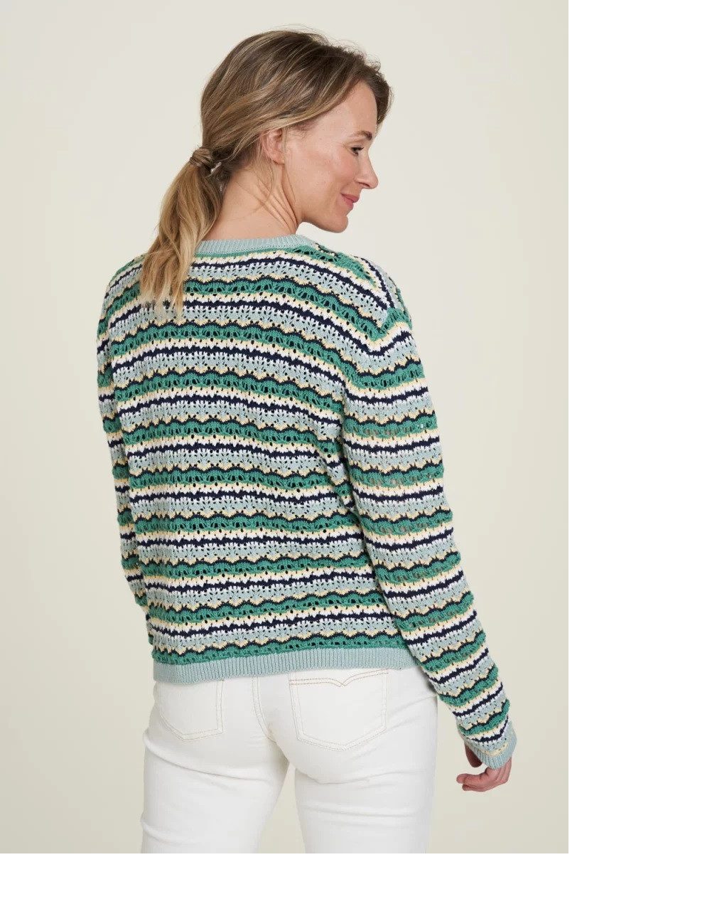 Tranquillo Strickjacke Damen Leichte STRICKJACKE aqua Aus Biobaumwolle mit Knöpfleiste