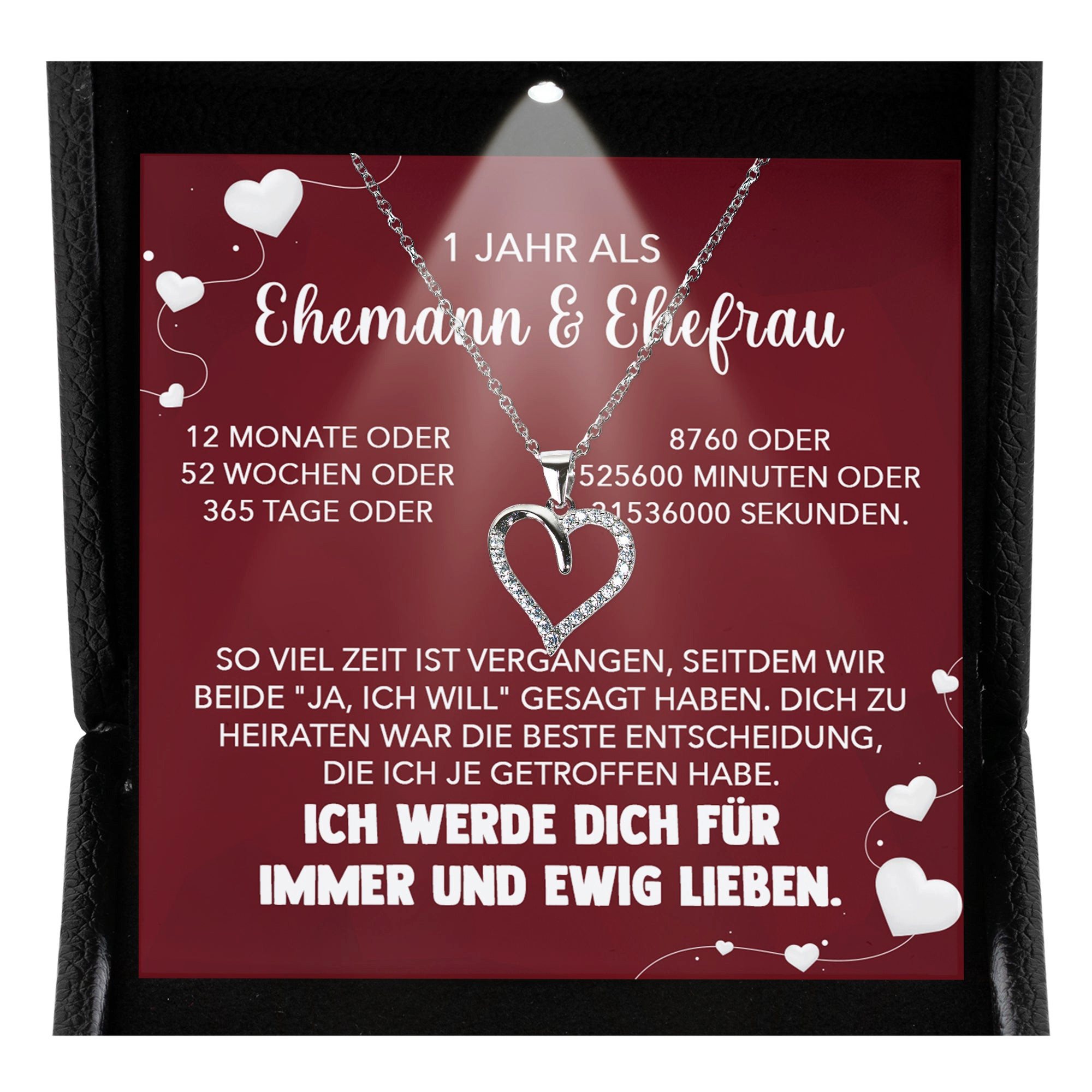 Valentinstagsgeschenk 22Feels Schmuckset Zum 1. Hochzeitstag Geschenk Ehefrau Ich Liebe Dich Herz Kette Damen (inkl. Geschenktasche, Karte, Poliertuch