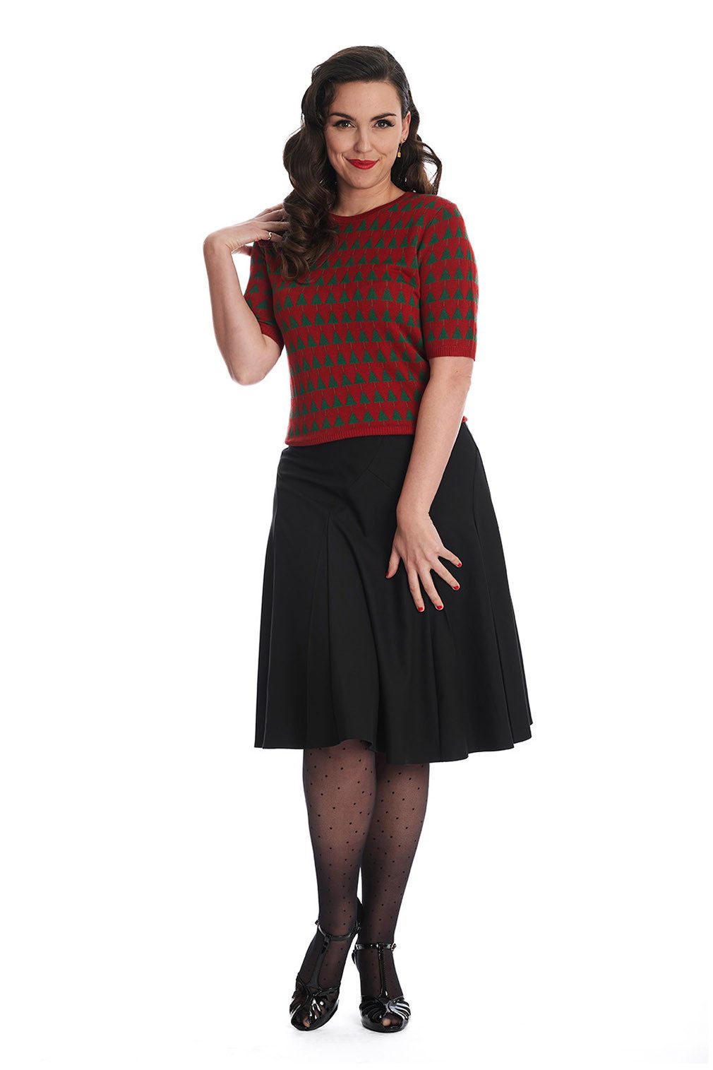 Banned A-Linien-Rock Carol Classic Schwarz Vintage 50er 60er A-Linie