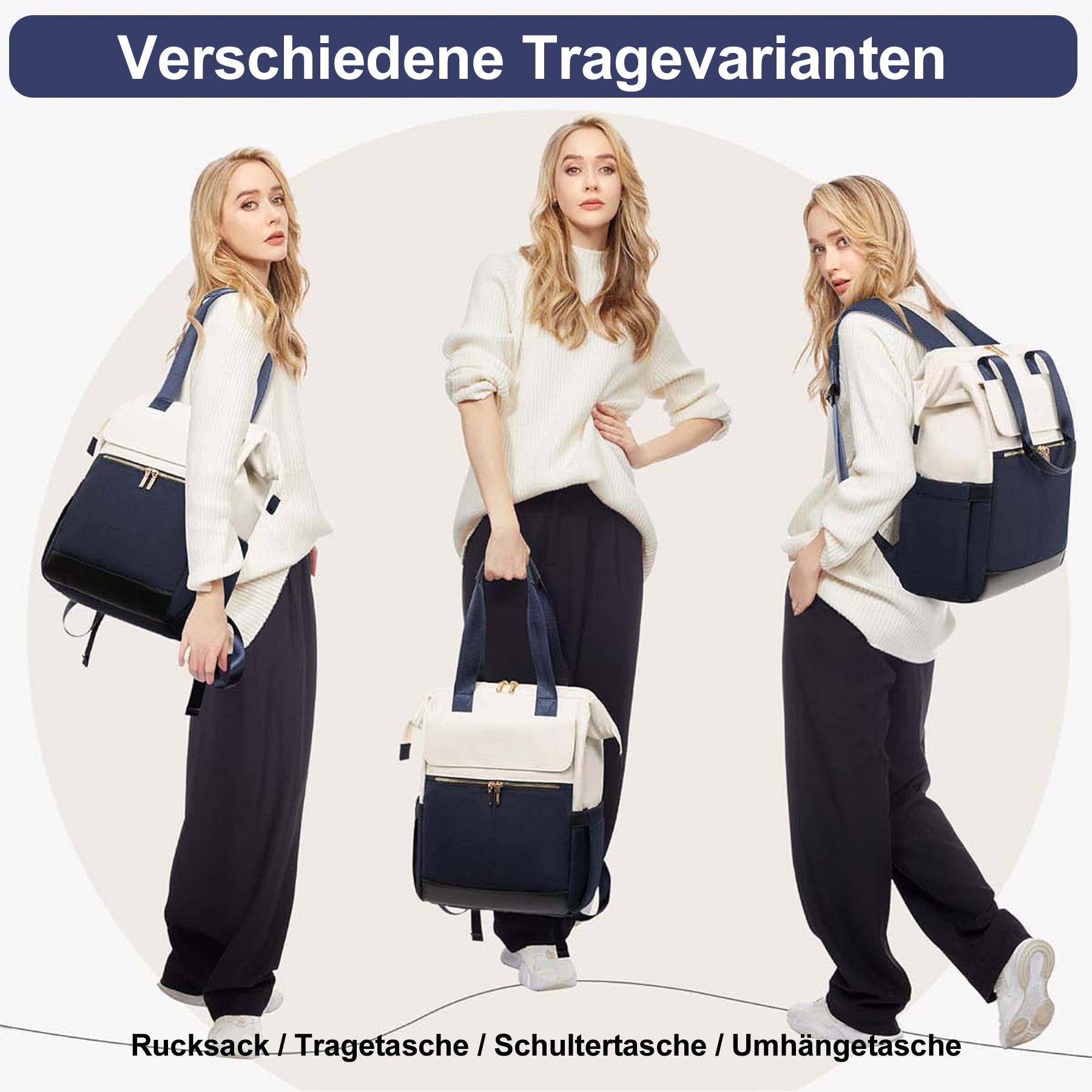 Mutig Rucksack Rucksakck Damen 16 Zoll,Diebstahlsicher Cityrucksack Wasserdicht (Laptop Schulrucksack Tagesrucksäcke Handtasche 2 in 1, Schultasche Teenager, Ba – Bild 5 von 5