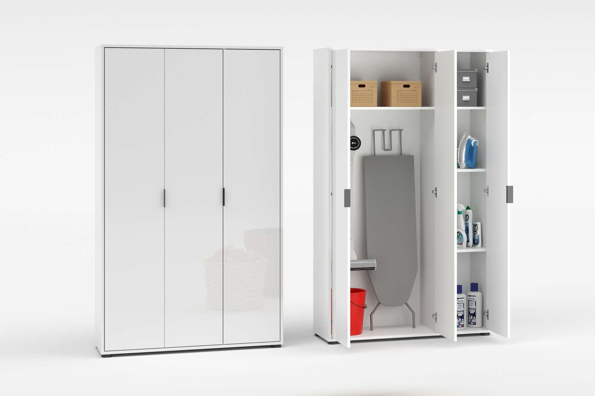 INOSIGN Mehrzweckschrank Stauraumschrank, Breite 107 cm, Höhe 178 cm (1-St) 3 Türen,3 kleine,1 großer Einlegeboden- Schrank hochglanz lackiert