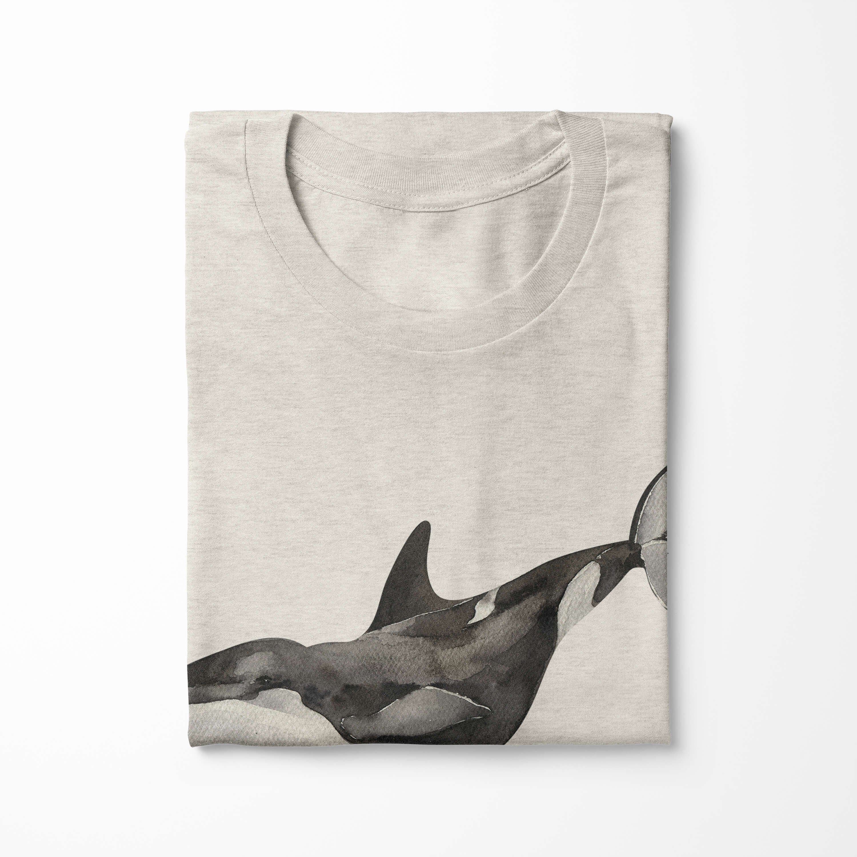 Sinus Art T-Shirt Wasserfarben Orca Nachhaltig Motiv Shirt Bio-Baumwolle (1-tlg) Killerwal Ökomo Herren T-Shirt gekämmte 100