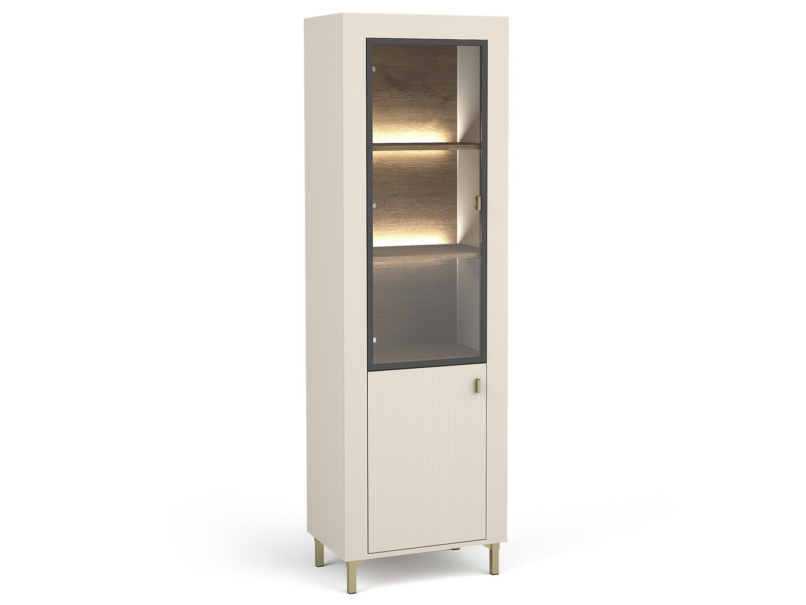 Compleo Vitrine Vitrinenschrank mit Glastüren, gerillte günstig online kaufen