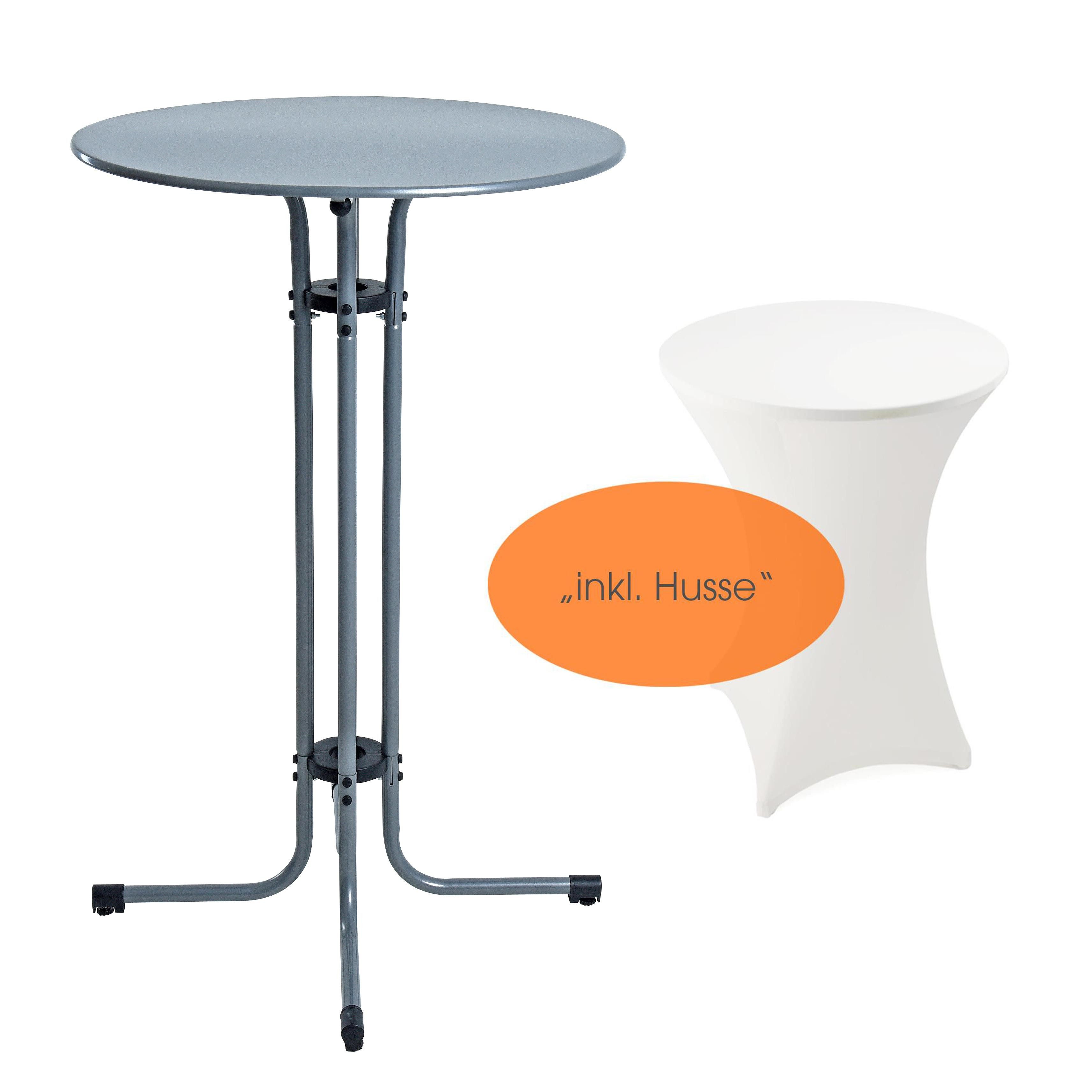 ESTEXO Gartentisch Stehtisch Bistrotisch Metall Garten Tisch Ø 70 cm Bartisch Grau inkl