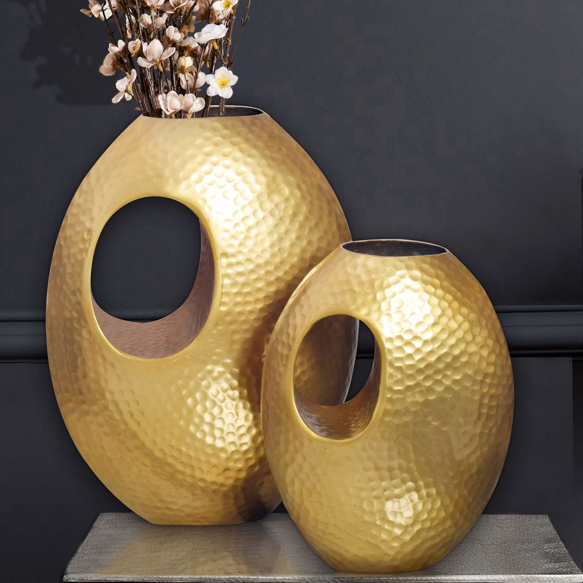 FINEBUY Dekovase FB65114 (Hammerschlag, Vase 2er günstig online kaufen