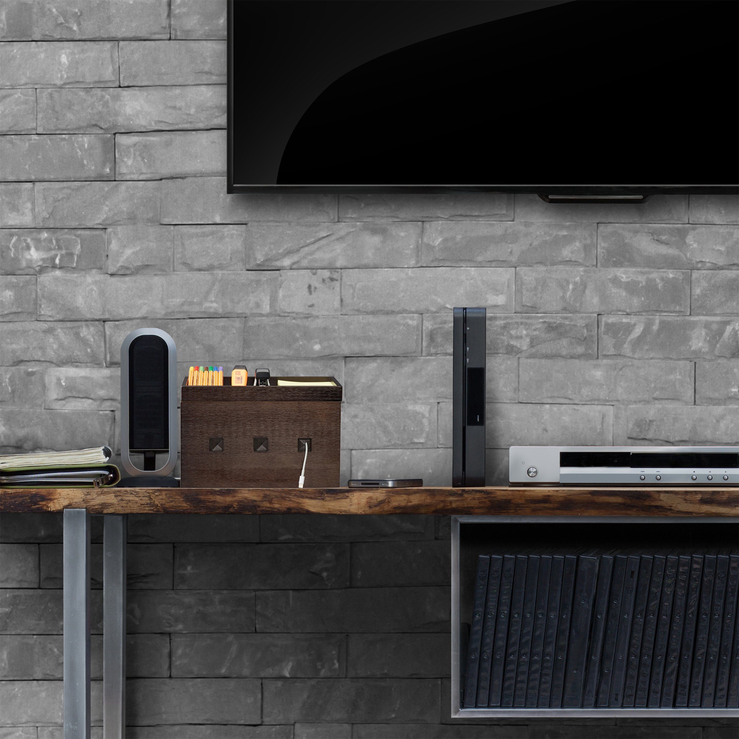 relaxdays Kabelzubehör Kabelbox Bambus dunkelbraun