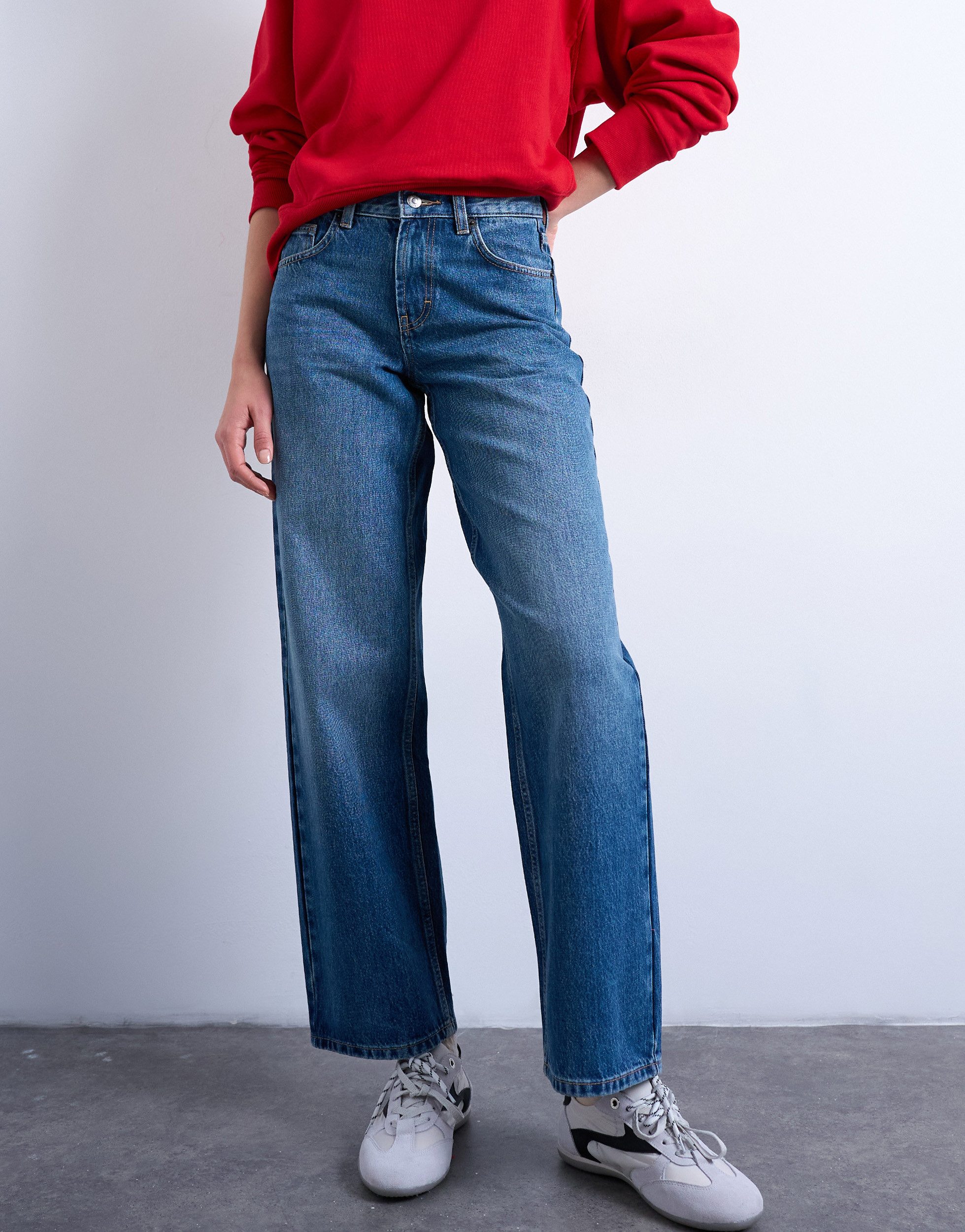 TOPSHOP Weite Jeans TSCINCH LR WIDE DNM JEANS MB NOOS Baumwolle, relaxed fit, low waist