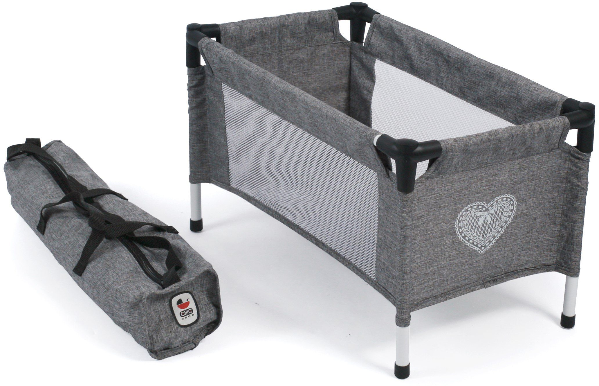 Puppen-Reisebett, Jeans grey