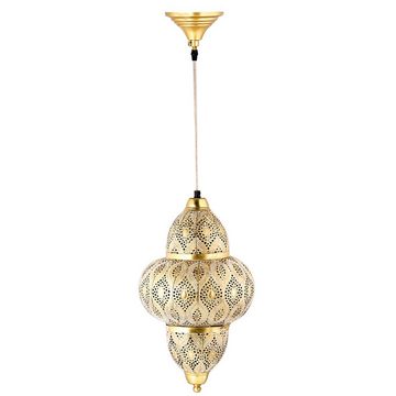 Marrakesch Orient & Mediterran Interior Deckenleuchte Orientalische Lampe Pendelleuchte Noumi Gold Weiss 42cm