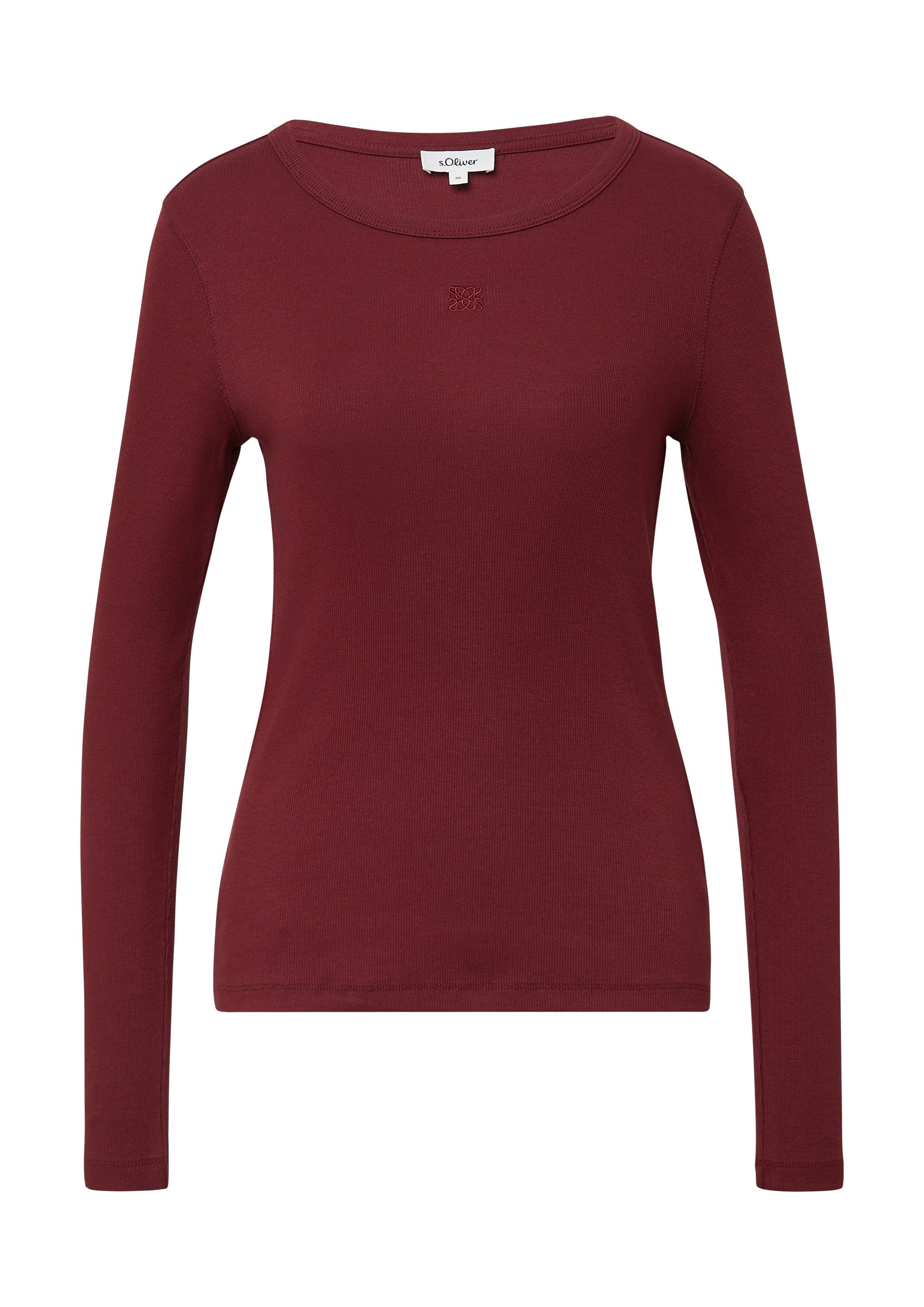 s.Oliver Langarmshirt T-Shirt Ripp-Langarmshirt mit Stickerei günstig online kaufen