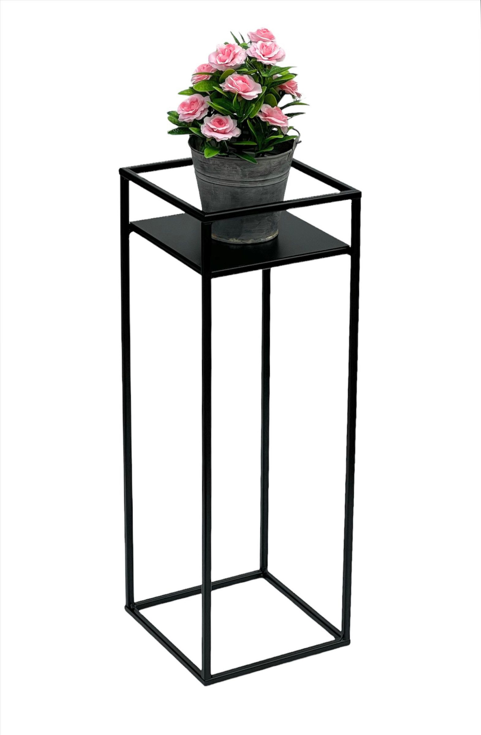 DanDiBo Blumenhocker Blumenständer Metall Schwarz Eckig 62 cm Beistelltisch 453