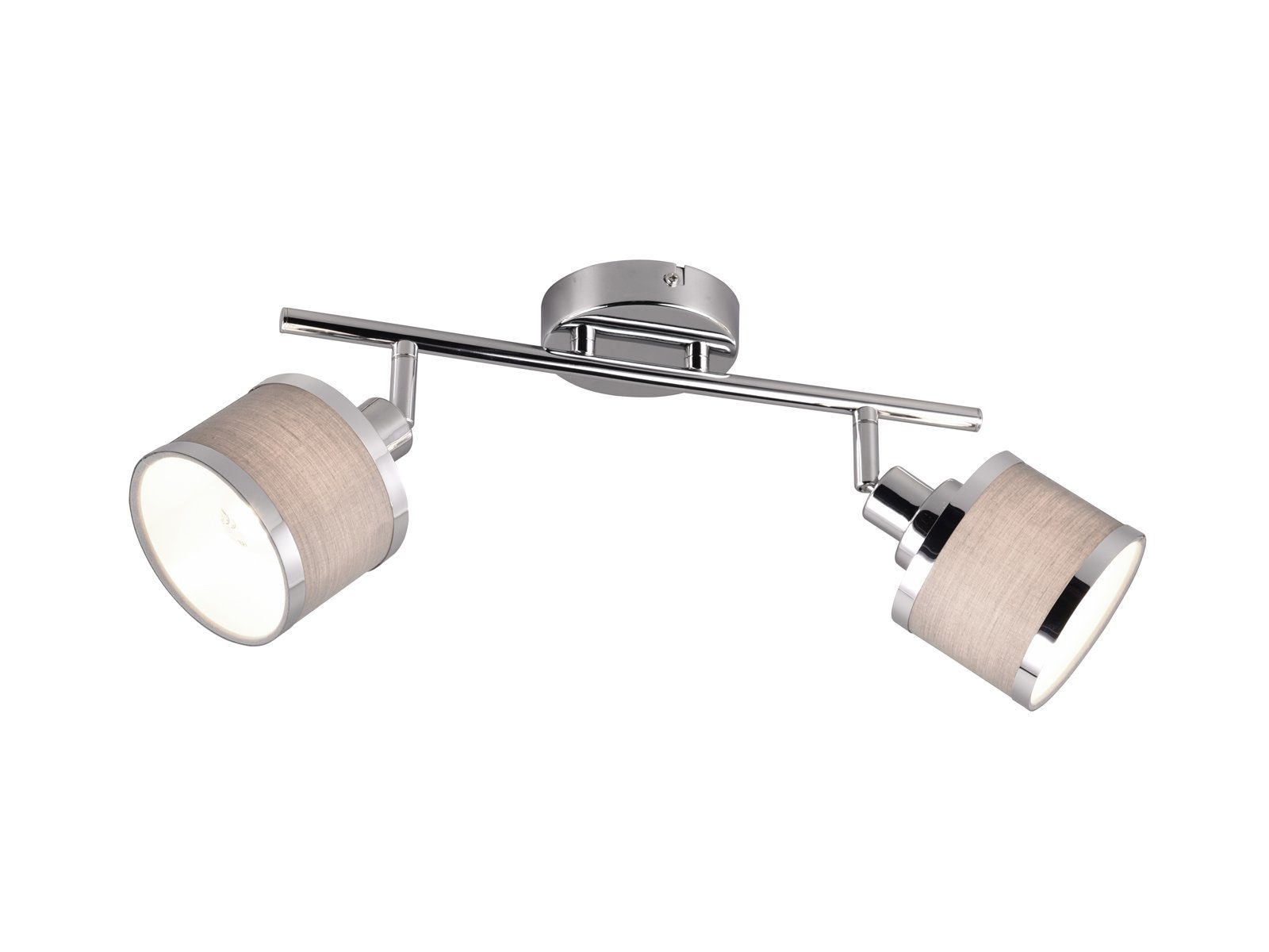 TRIO Leuchten LED Deckenstrahler, Dimmfunktion, LED wechselbar, warmweiß, Deckenleuchte mit 2x Stoff Lampenschirm Grau für Treppenhaus B: 52cm