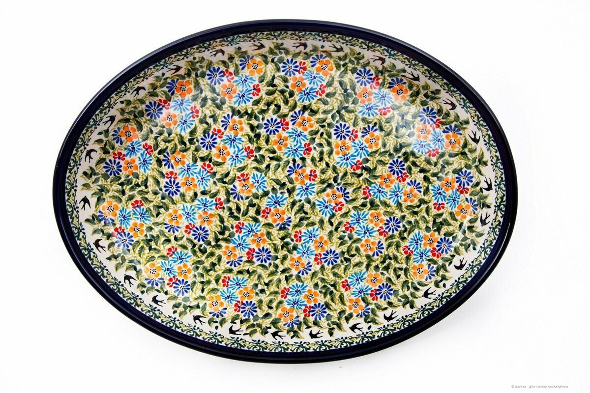 Bunzlauer Keramik Auflaufform Original Bunzlauer Keramik Auflaufform oval 31x22x5,5 cm Dekor DU182, Keramik