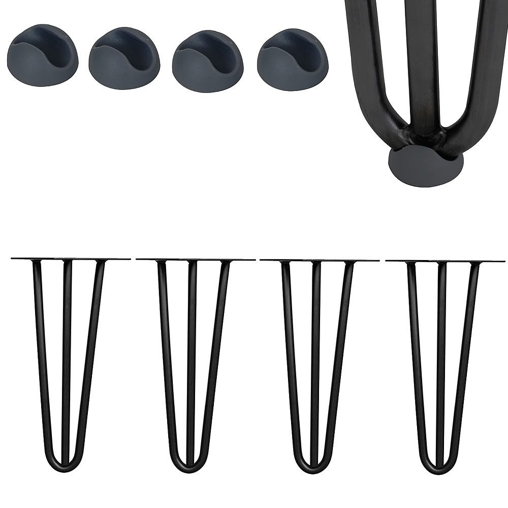 Mucola Tischbein Hairpin 4er Set aus Stahl Haarnadelbeine Tischgestell Tischbeine, DIY-Lösung für individuelle Tischprojekte, mit Bodenschonern