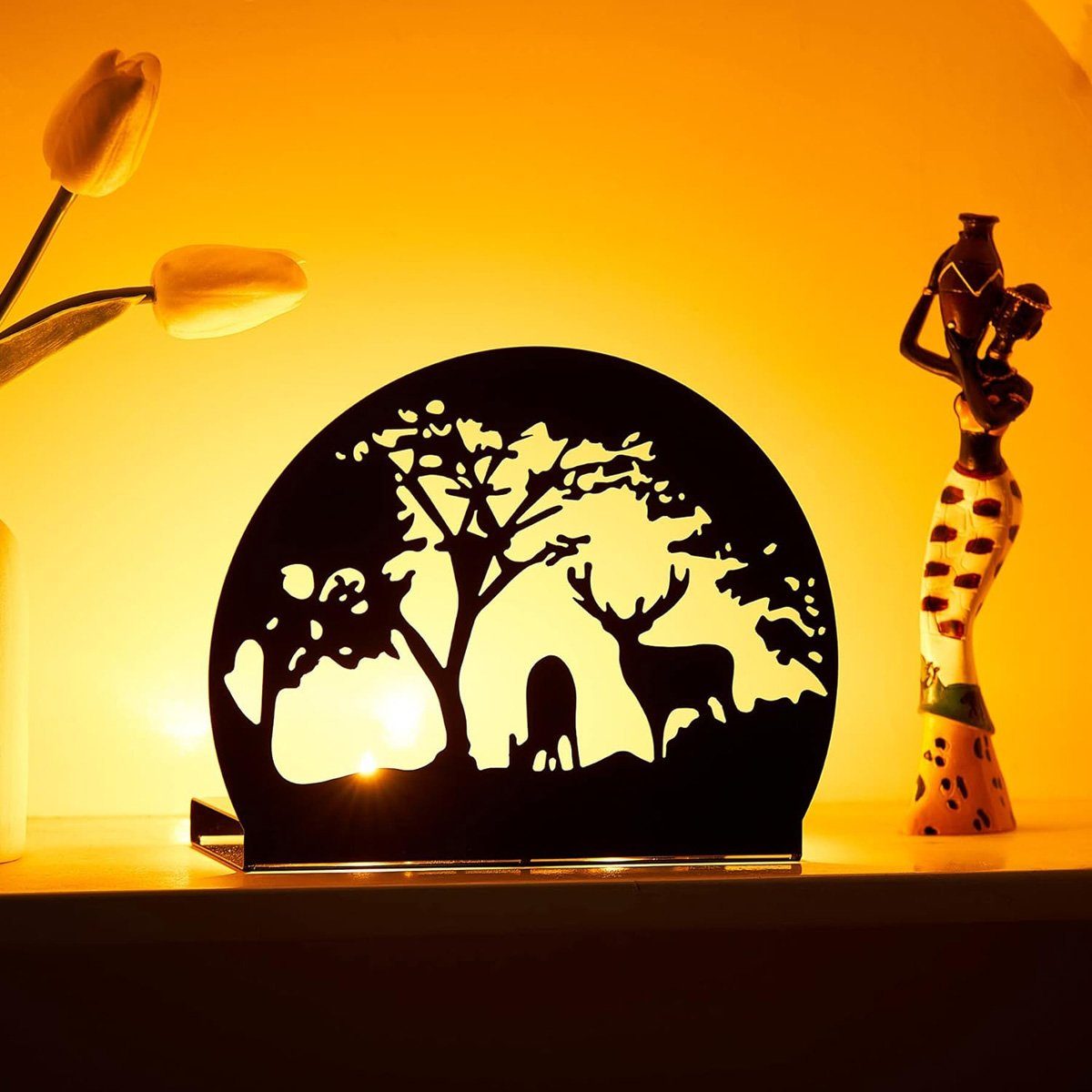 Teelicht, Eisen Kerzenhalter Tiersilhouette für aus und geeignet Wohnzimmer-Couchtischdekoration, mit Kerzenständer aus götäzer Hochzeitsdekoration Metall