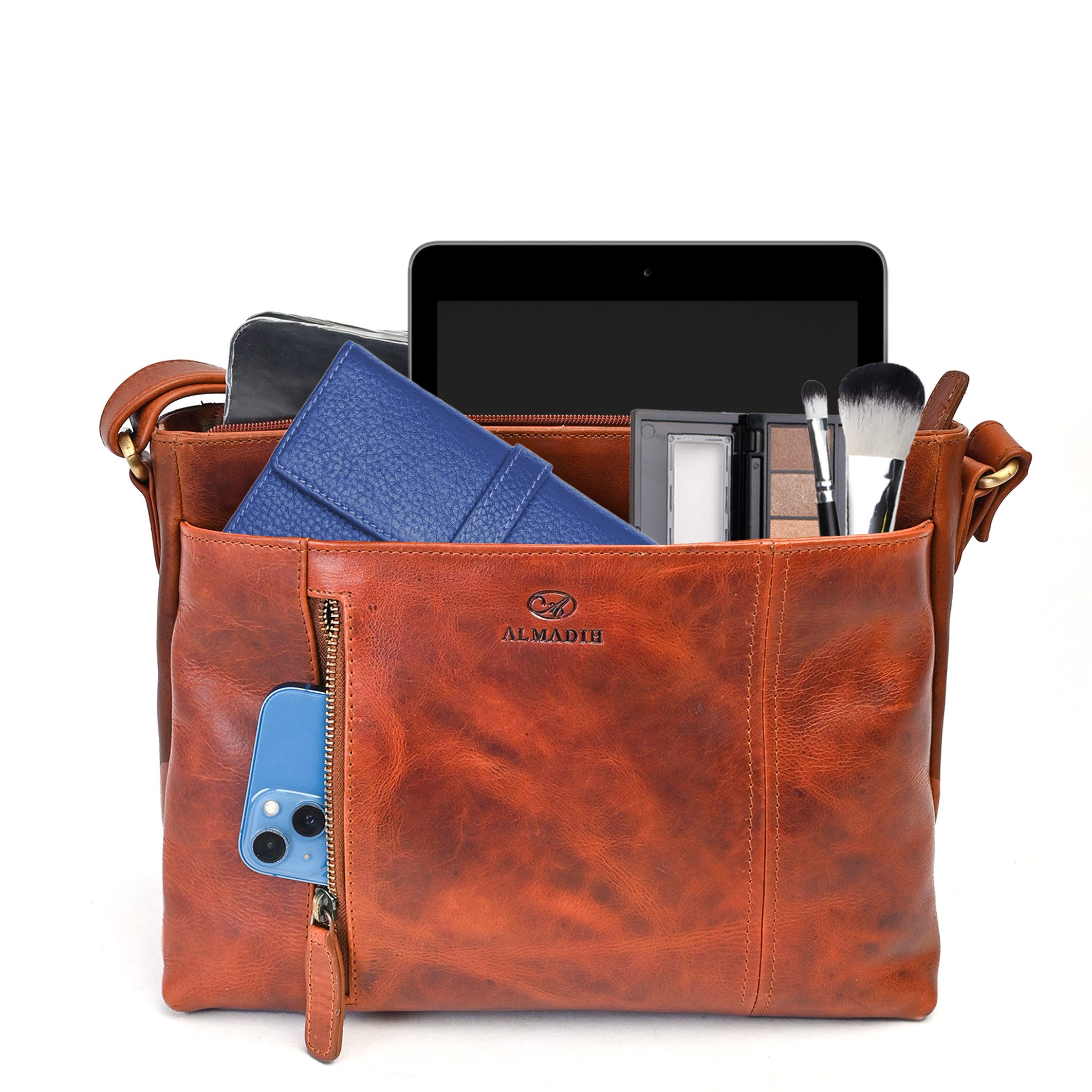 ALMADIH Umhängetasche Leder Damentasche MARY Schultertasche Ledertasche Handtasche