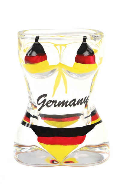ELLUG Schnapsglas Shotglas mit Bikinikörper als Deutschlandflagge Germany, Höhe: 6cm, Füllmenge: 2,5cl/25ml