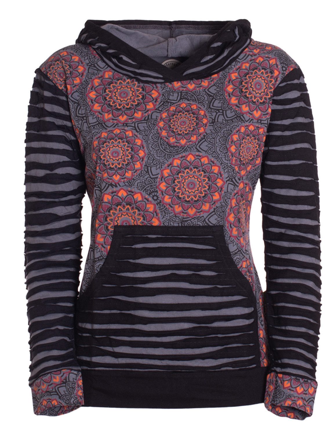 Kapuzensweatshirt Cutwork Hoodie Baumwolle Langarm Kapuze Tasche bedruckt