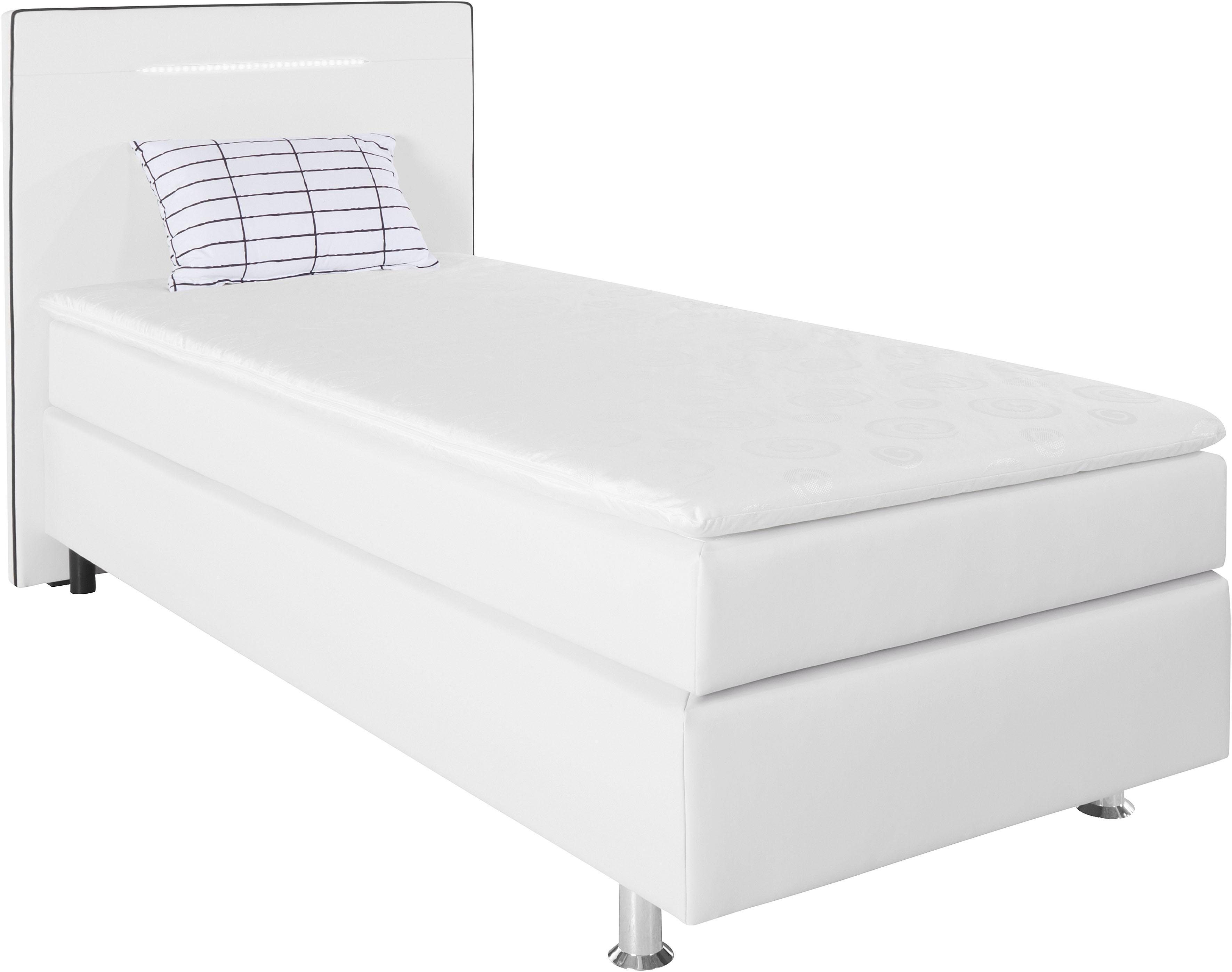 COLLECTION AB Boxspringbett London, inklusive Topper und Kissen, mit LED-Beleuchtung, Boxspringbett erhältlich in 90cmx200cm, 140cmx200cm & 180cmx200cm