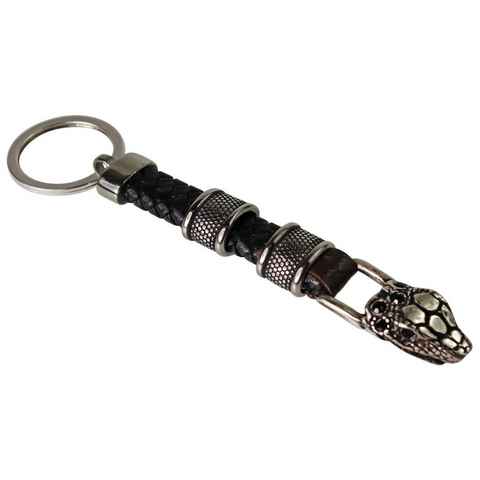 FRONHOFER Schlüsselanhänger 18756, Schlüsselanhänger aus geflochtener Lederkordel mit Schlangenkopf