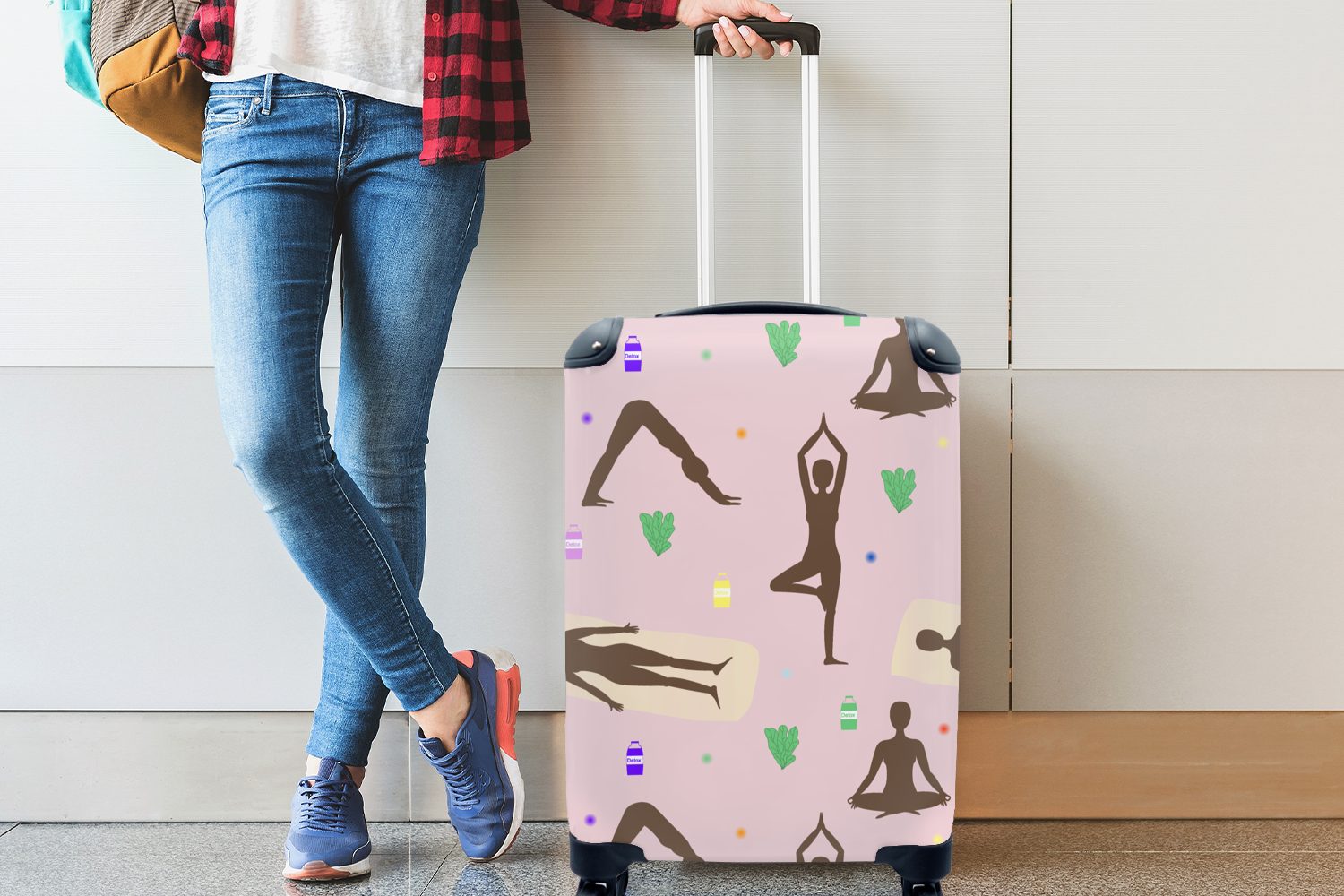 Handgepäck 4 Ferien, für Zen Reisetasche - Rollen, Trolley, rollen, Handgepäckkoffer mit Verhaltensmuster, - Reisekoffer Yoga MuchoWow