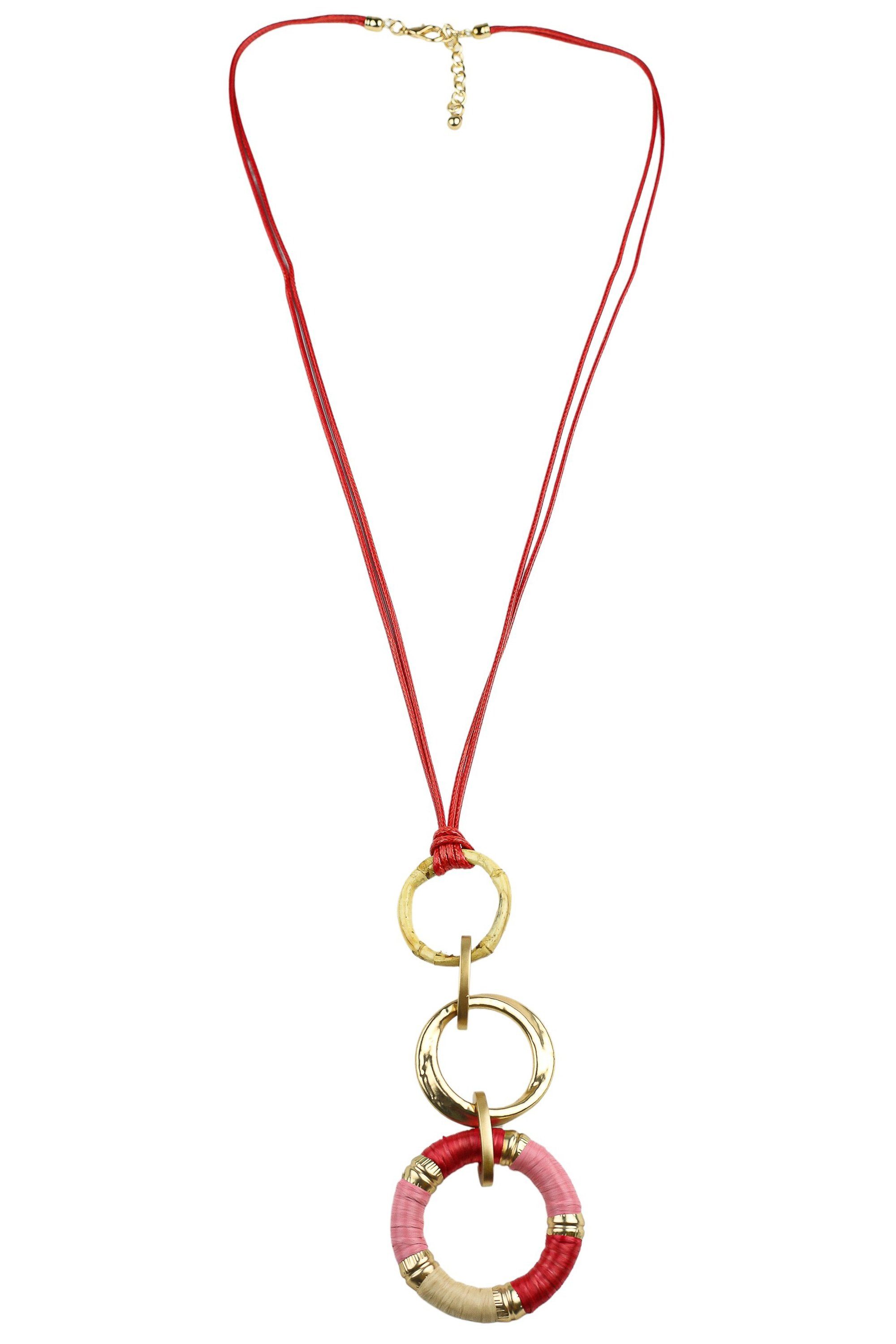 COLLEZIONE ALESSANDRO Lange Kette Esmeralda, mit drei verschiedenen Anhängern in Ringform