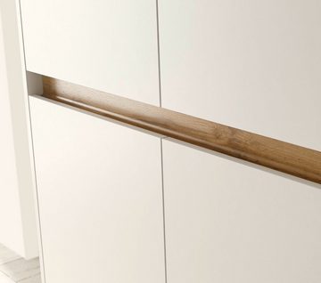 Furn.Design Wohnwand Center, (Wohnzimmer Set 5-teilig in weiß mit Wotan Eiche, 330 x 197 cm), 14 Stauraum-Fächer
