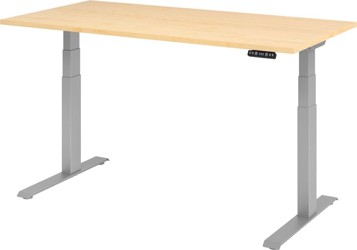 Schreibtisch Sitz-Steh-Schreibtisch elektrisch 160x80cm Ahorn/Silber