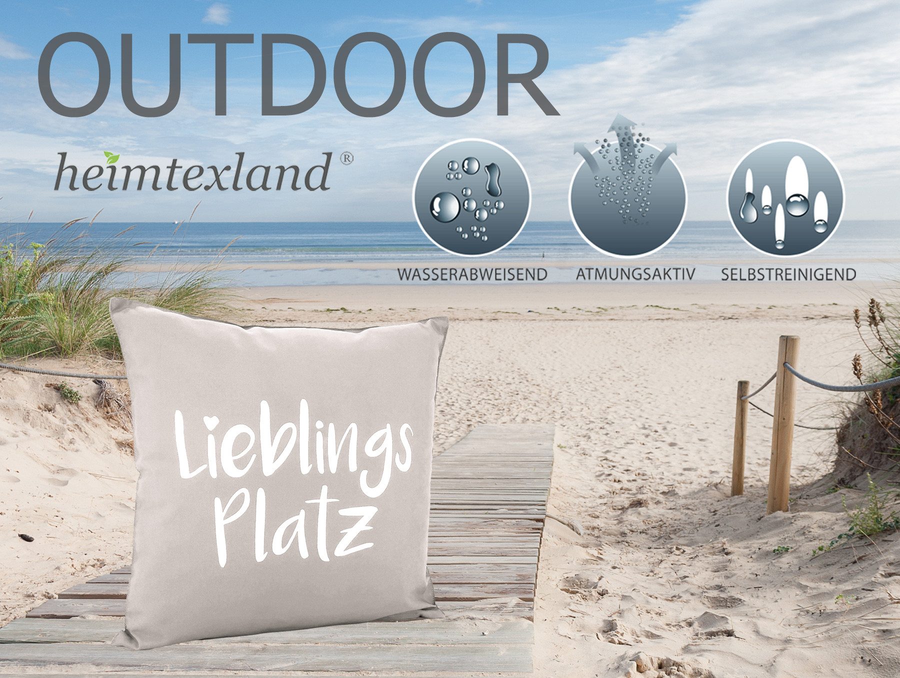 heimtexland Dekokissen Outdoorkissen Garten Deko Outdoor Kissen Maritim, schmutz- und wasserabweisend
