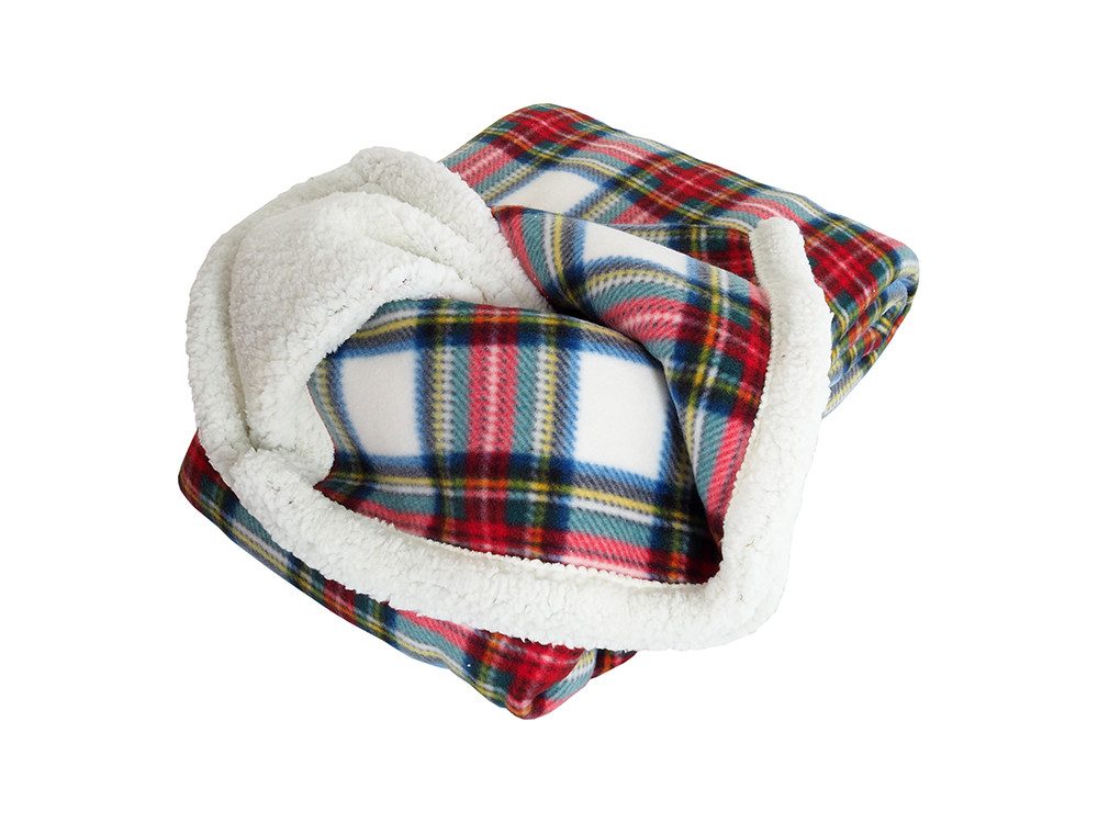 Plaid Black Forest Fox Kuscheldecke Karo 150x200 mit Teddyseite fürs Camping, BLACK FOREST FOX