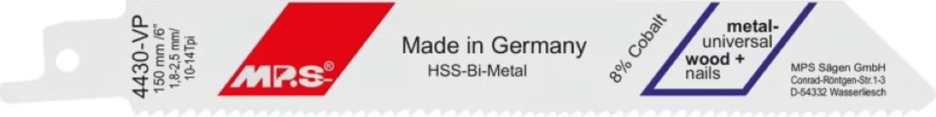 MPS Sägeblatt, MPS Bi-Metall-Säbelsägeblatt gefräst und geschränkt