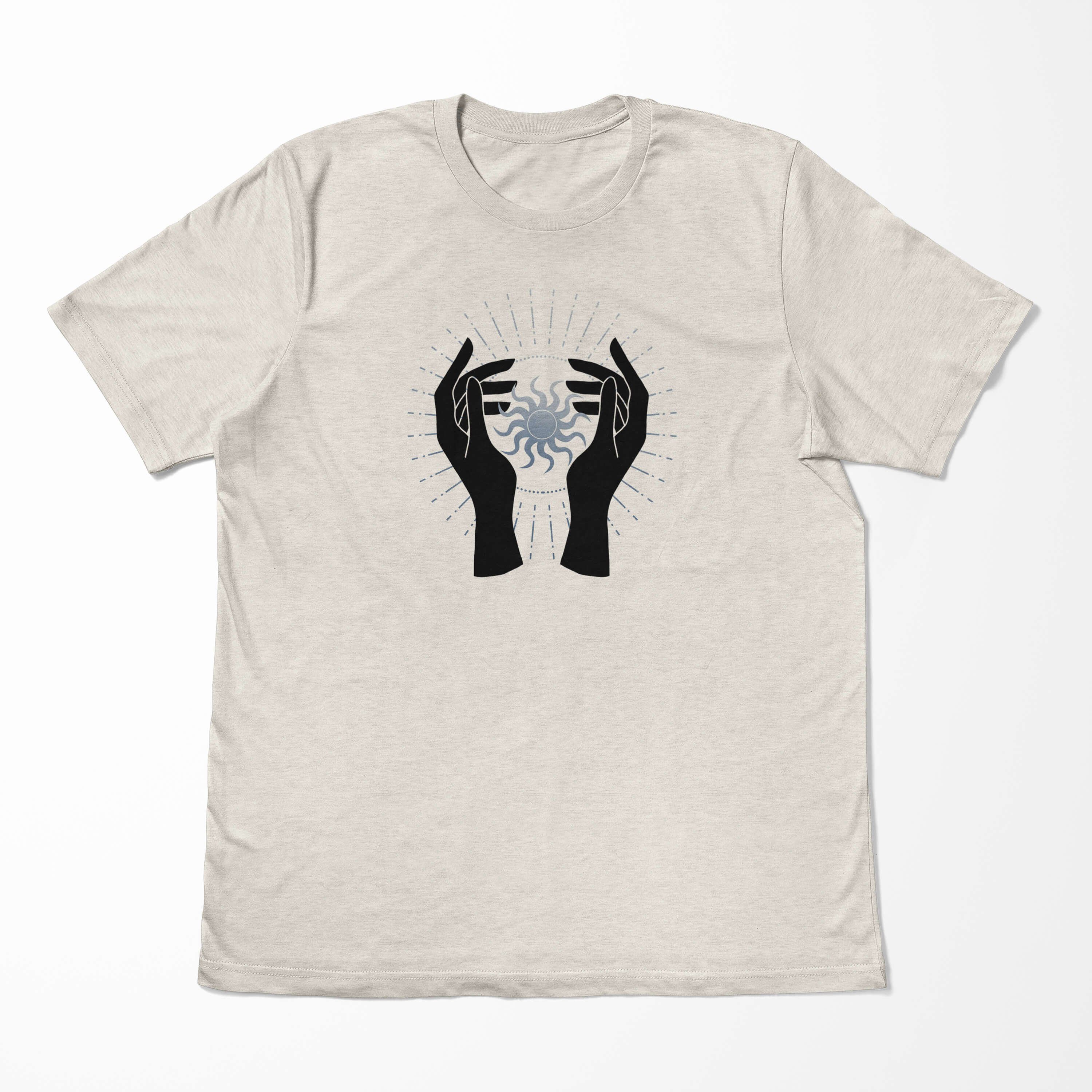 Bio-Baumwolle Sonne T-Shirt Herren Nachhaltig Astrologie gekämmte Art Shirt T-Shirt Ökomode 100% Motiv Hände Sinus (1-tlg) au