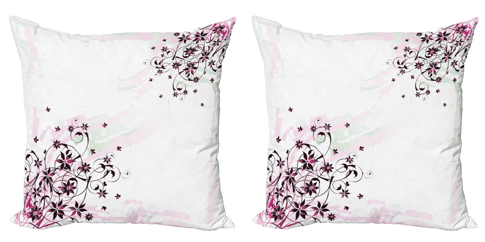 Kissenbezüge Modern Accent Doppelseitiger Digitaldruck, Abakuhaus (2 Stück), Blumen Grunge Blumen-Motiv Blatt