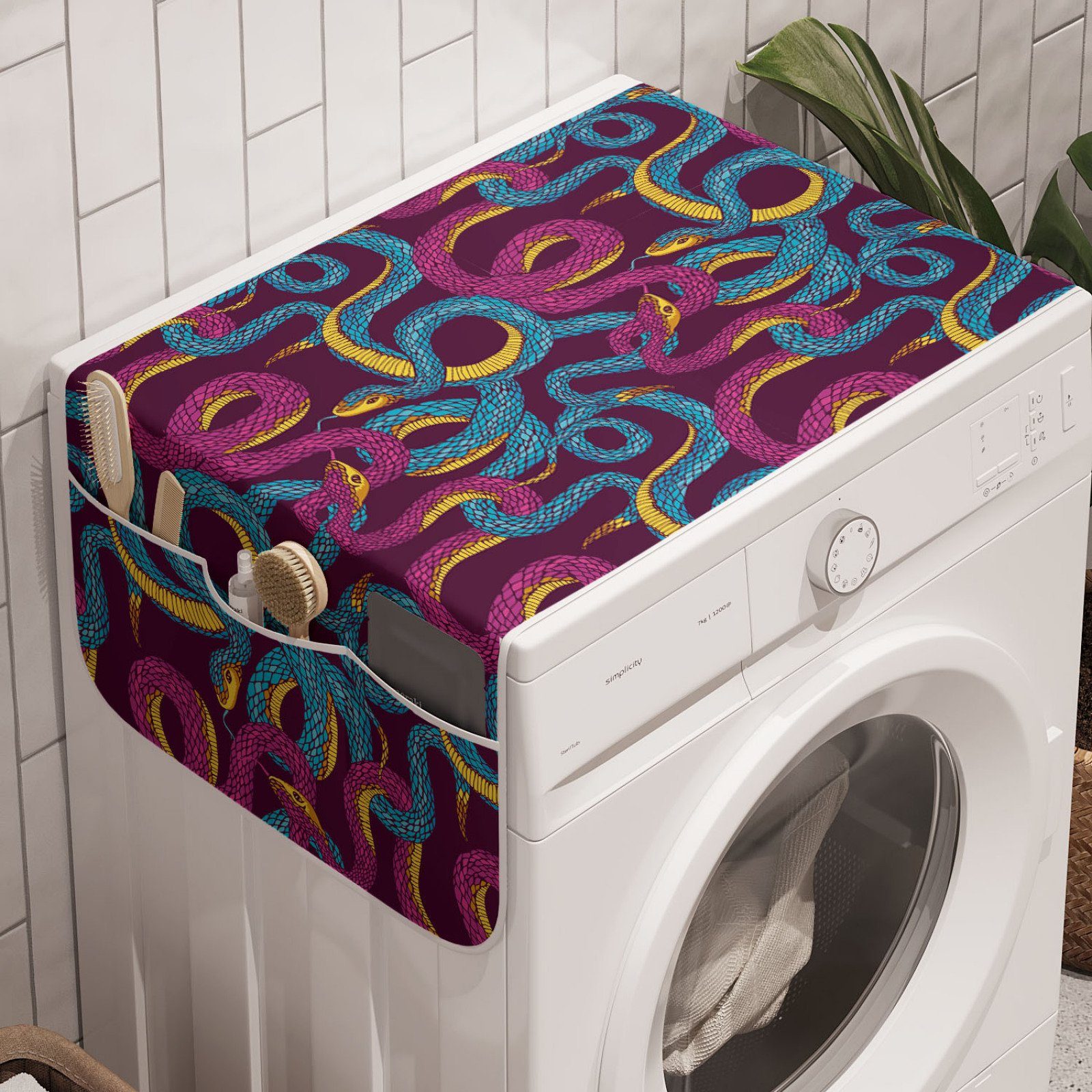 Hand Trockner, Kunst-Schlangen Waschmaschine Abakuhaus für und Tier gezeichnet Anti-Rutsch-Stoffabdeckung Badorganizer