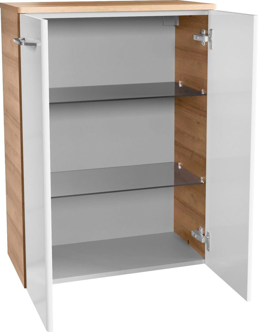 FACKELMANN Midischrank Milano Badmöbel 2 Glaseinlegeböden